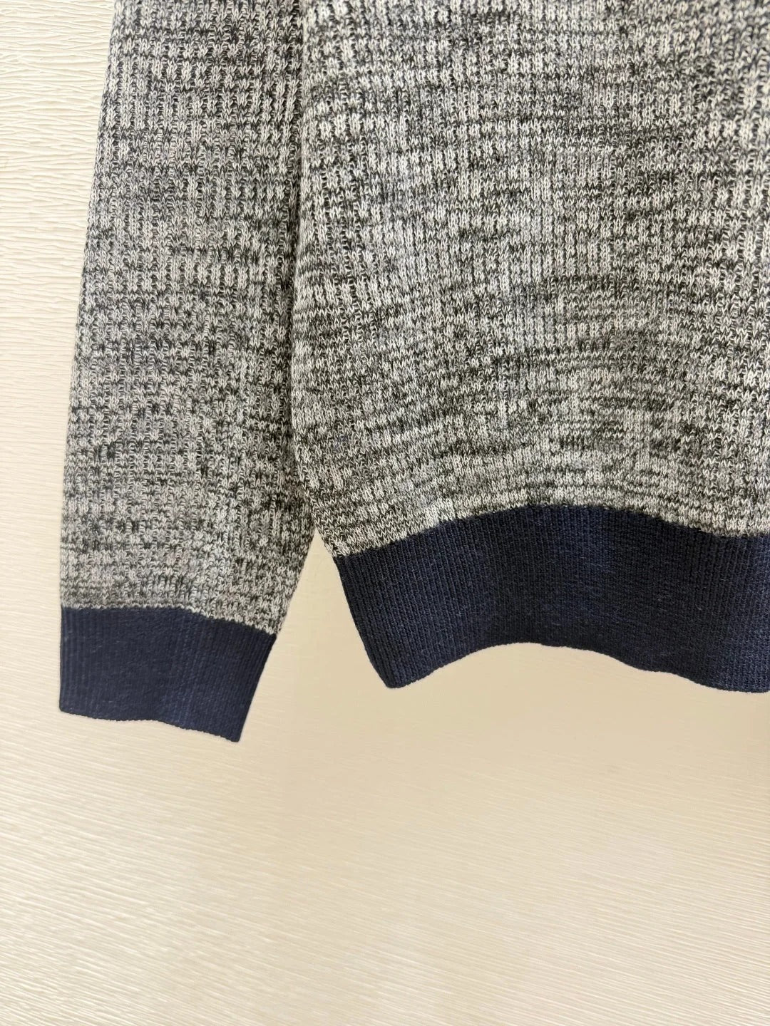 Chanel 2026 Striped Crew Neck Knit Long Sleeve Gray Wool 244670