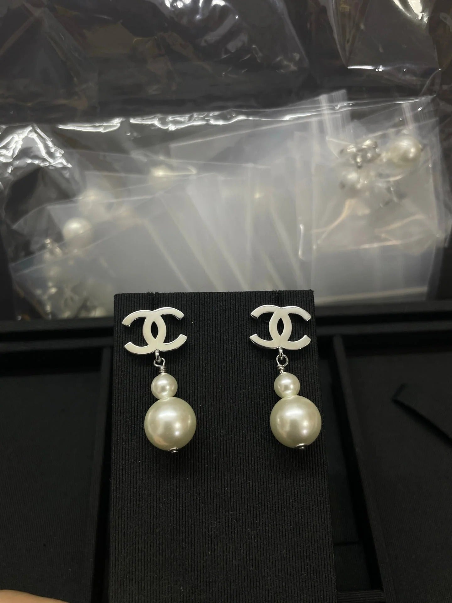 Chanel Double C Gourd Pearl Earrings