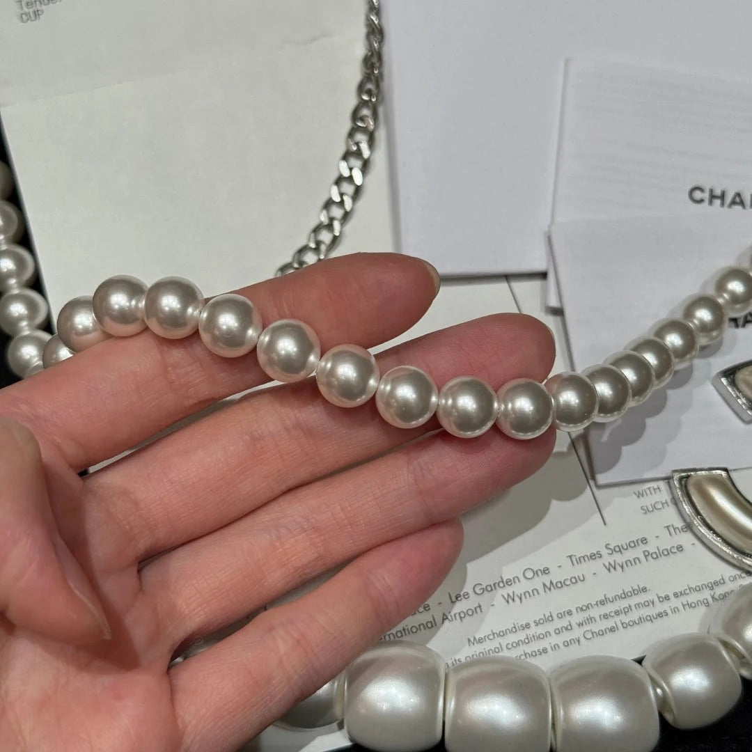 Chanel 2026 Pearl Double-Layer CC Pendant Necklace Belt