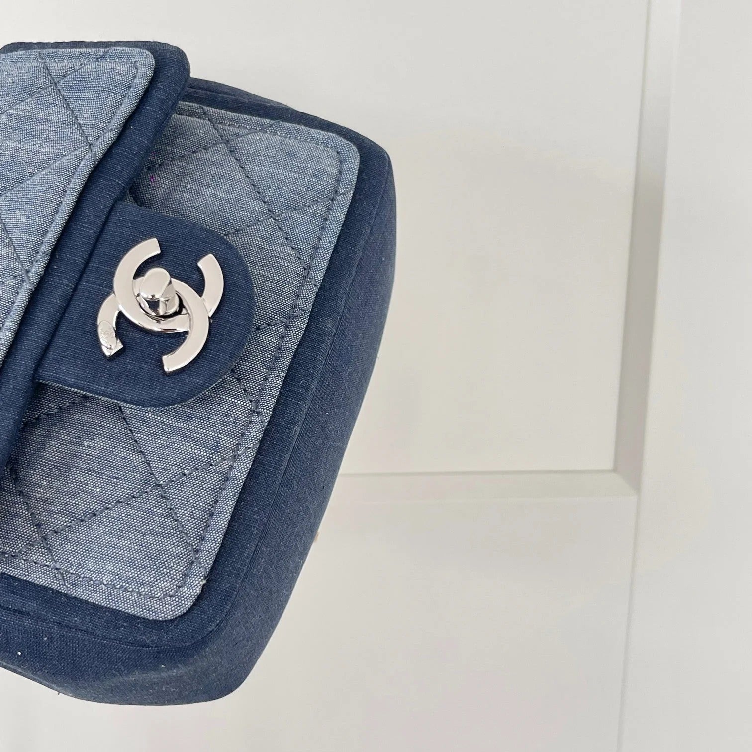 Chanel 2026 Quilted Mini Flap Bag 17cm Blue Denim