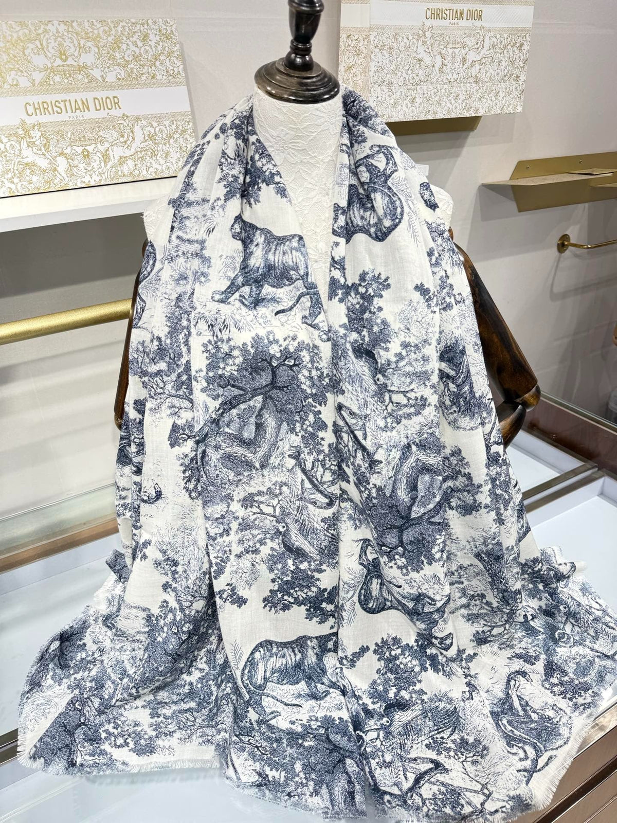 Dior 2026 Toile De Jouy Print Scarf 190cm Cashmere And Silk 217016