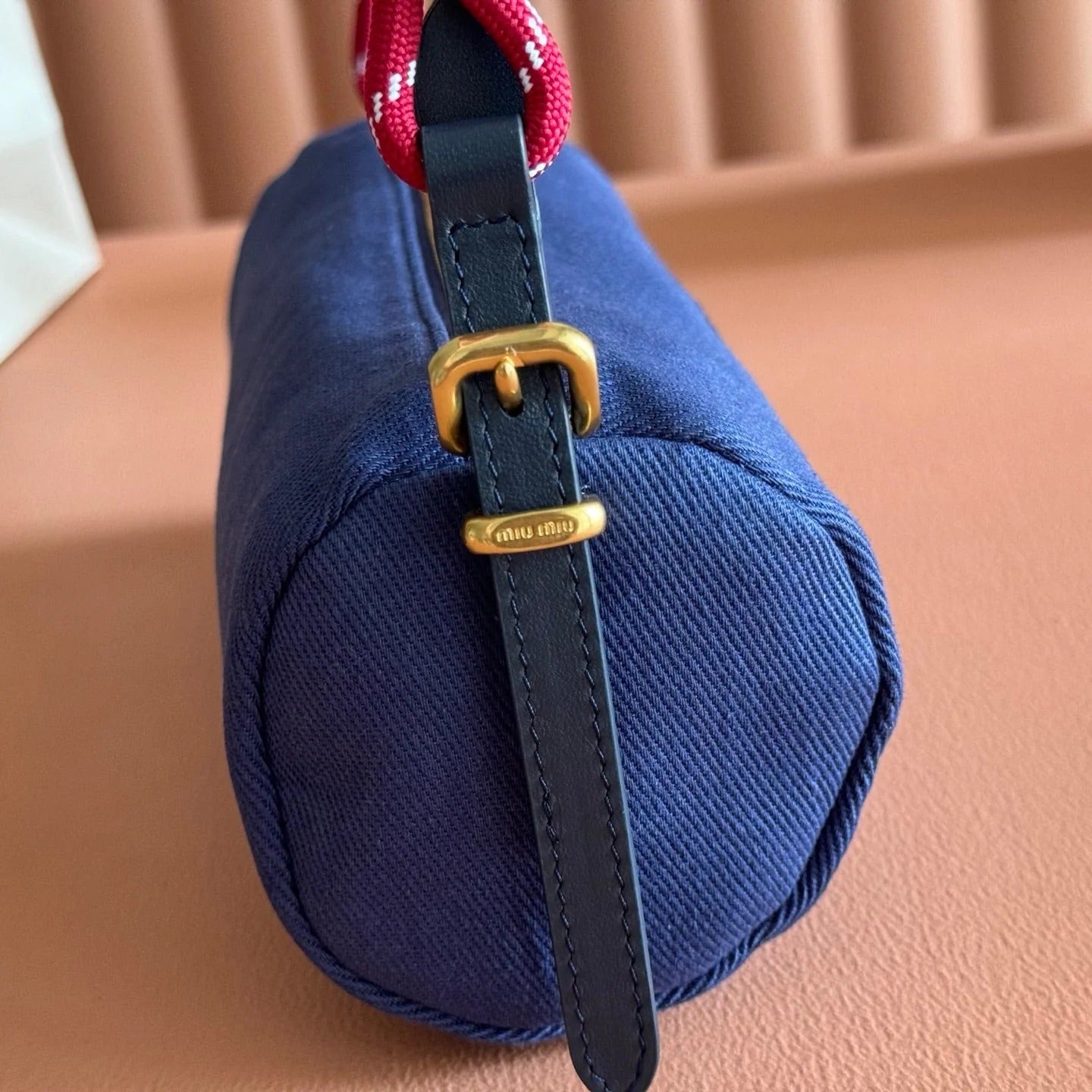 Miu Miu Adventure Nappa Canvas Bucket Bag 22 Blue in Fabric 285320