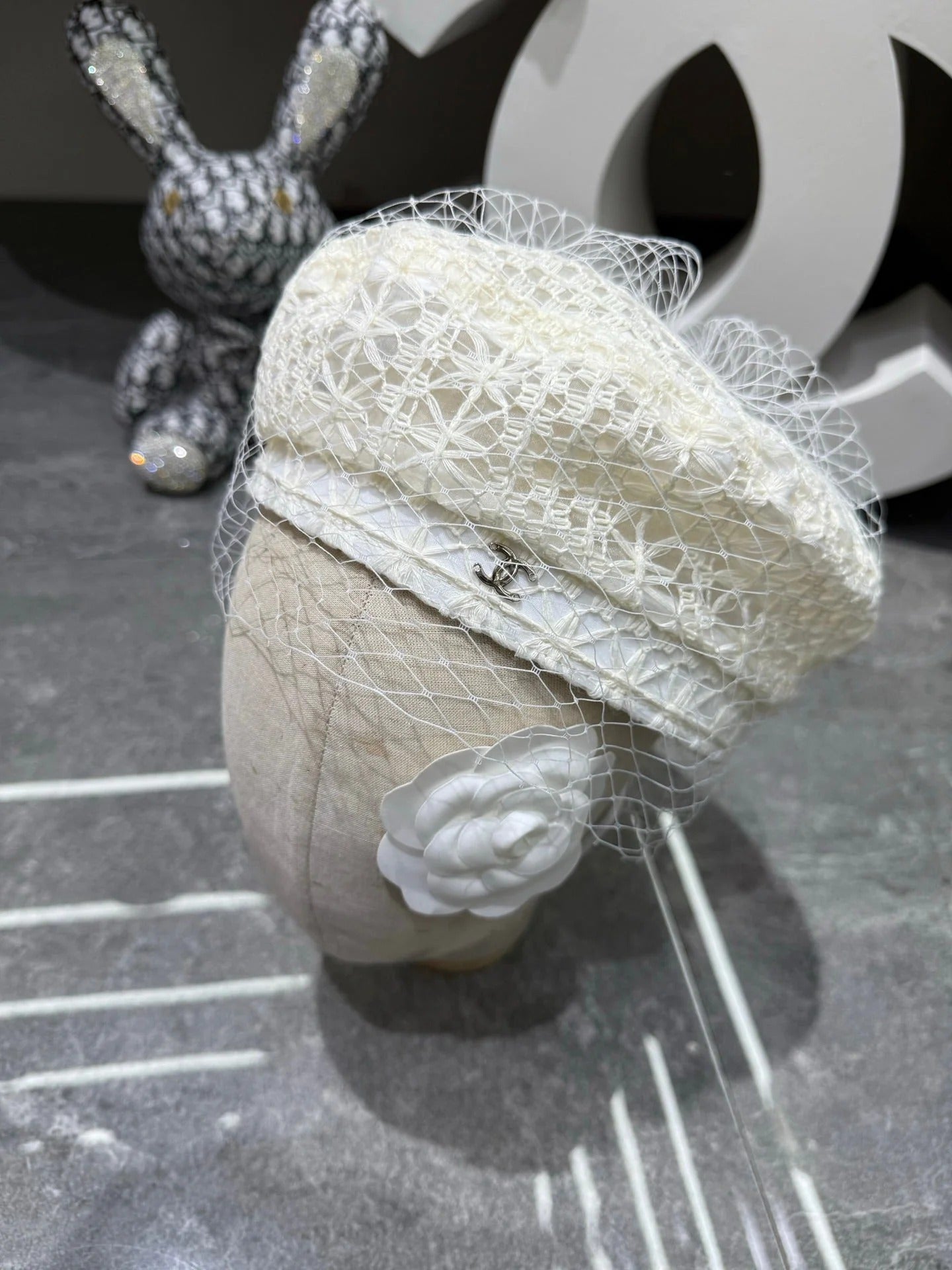 Chanel Lace Mesh Beret 413052