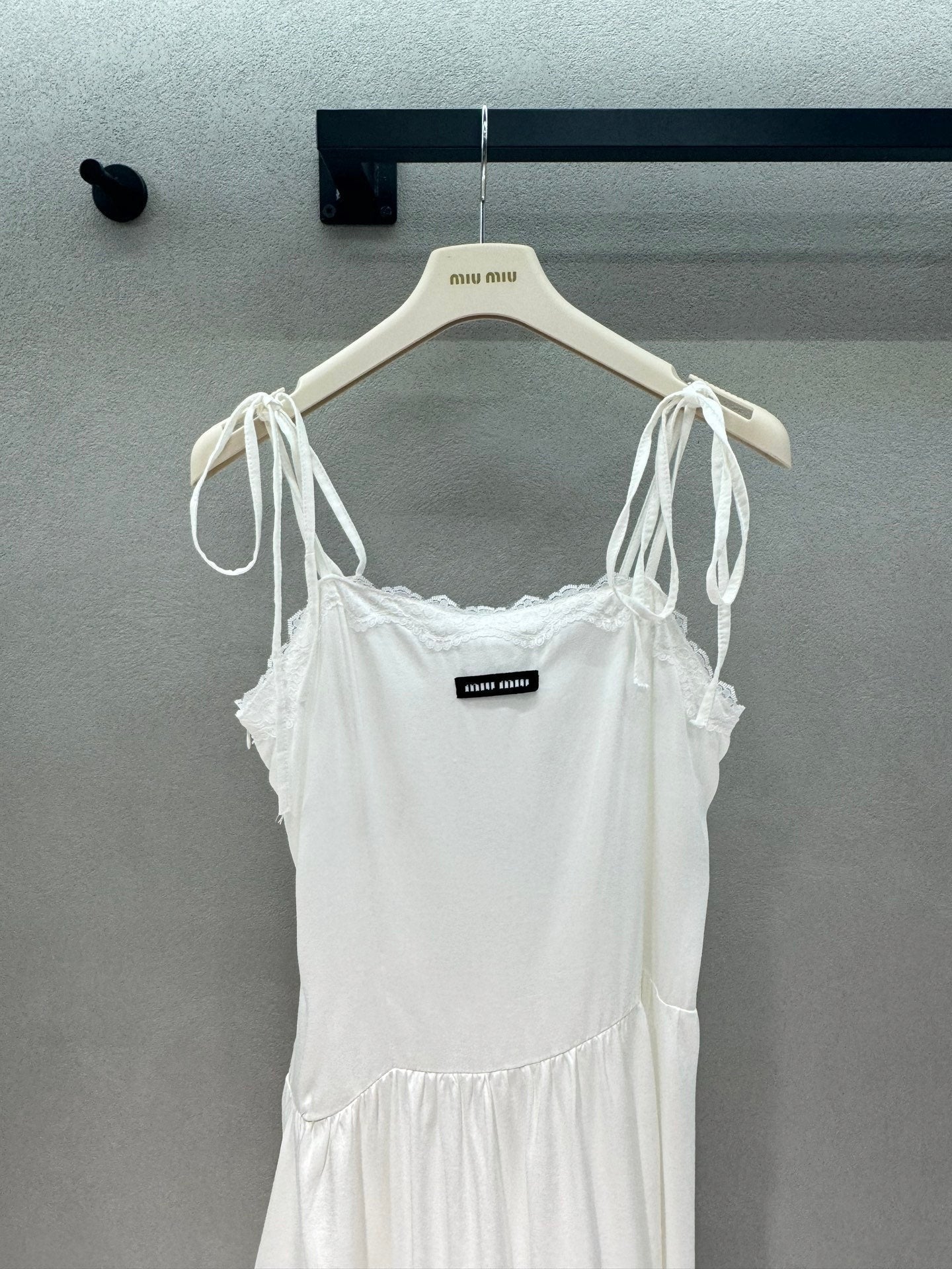 Miu Miu White Lace-up Dress in Cotton 369566
