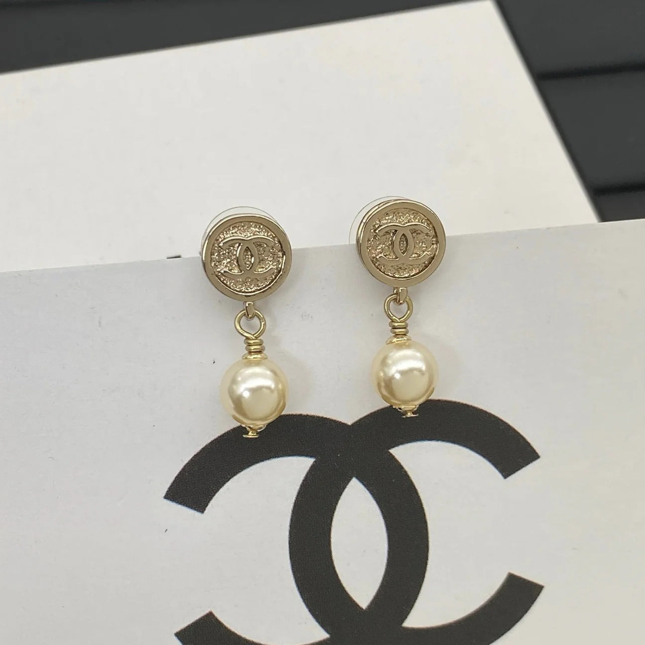 Chanel CC Pearl Earrings