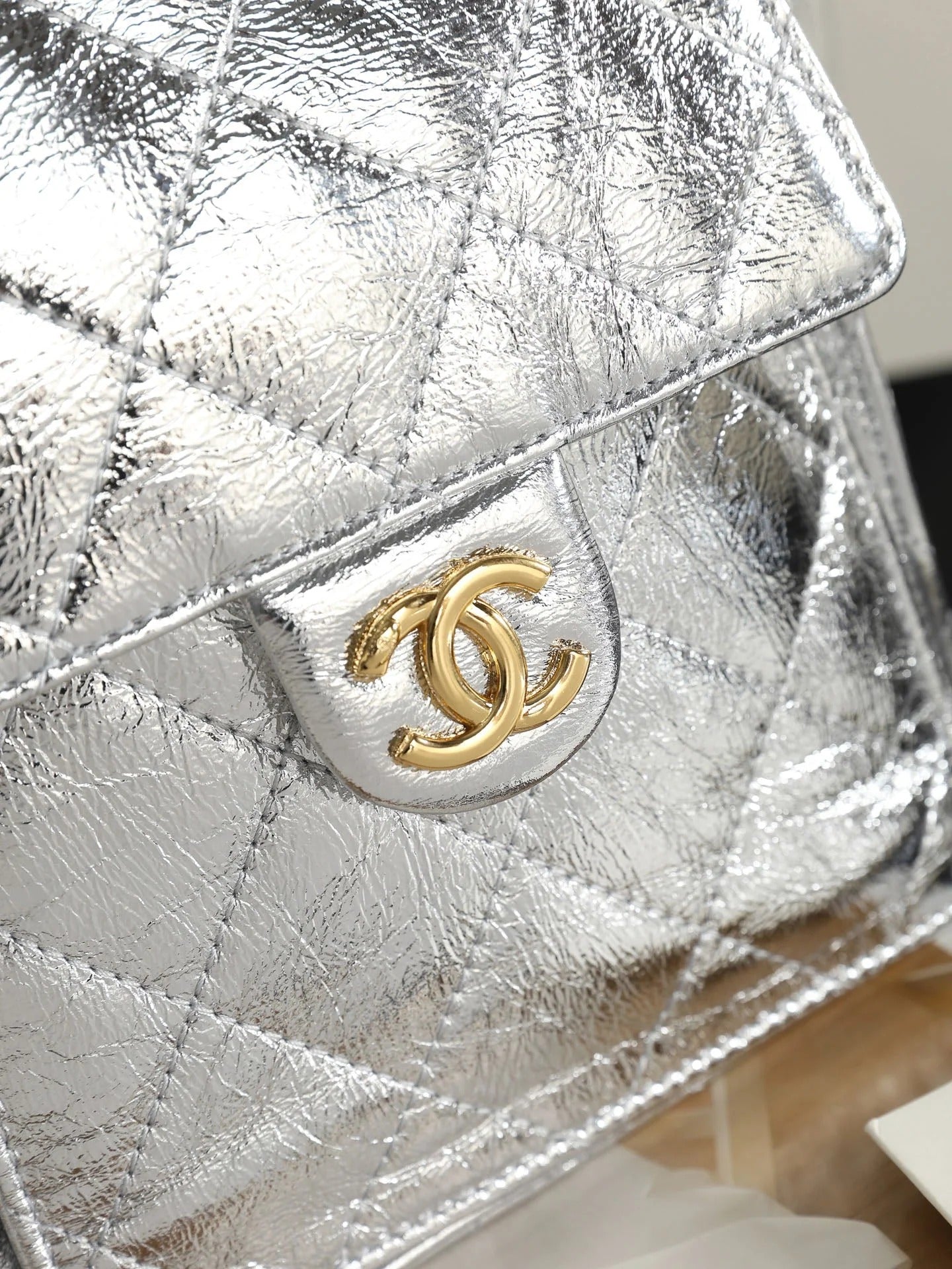 Chanel 2026 Hobo Bag 40cm Silver and Gold Mettalic Leather