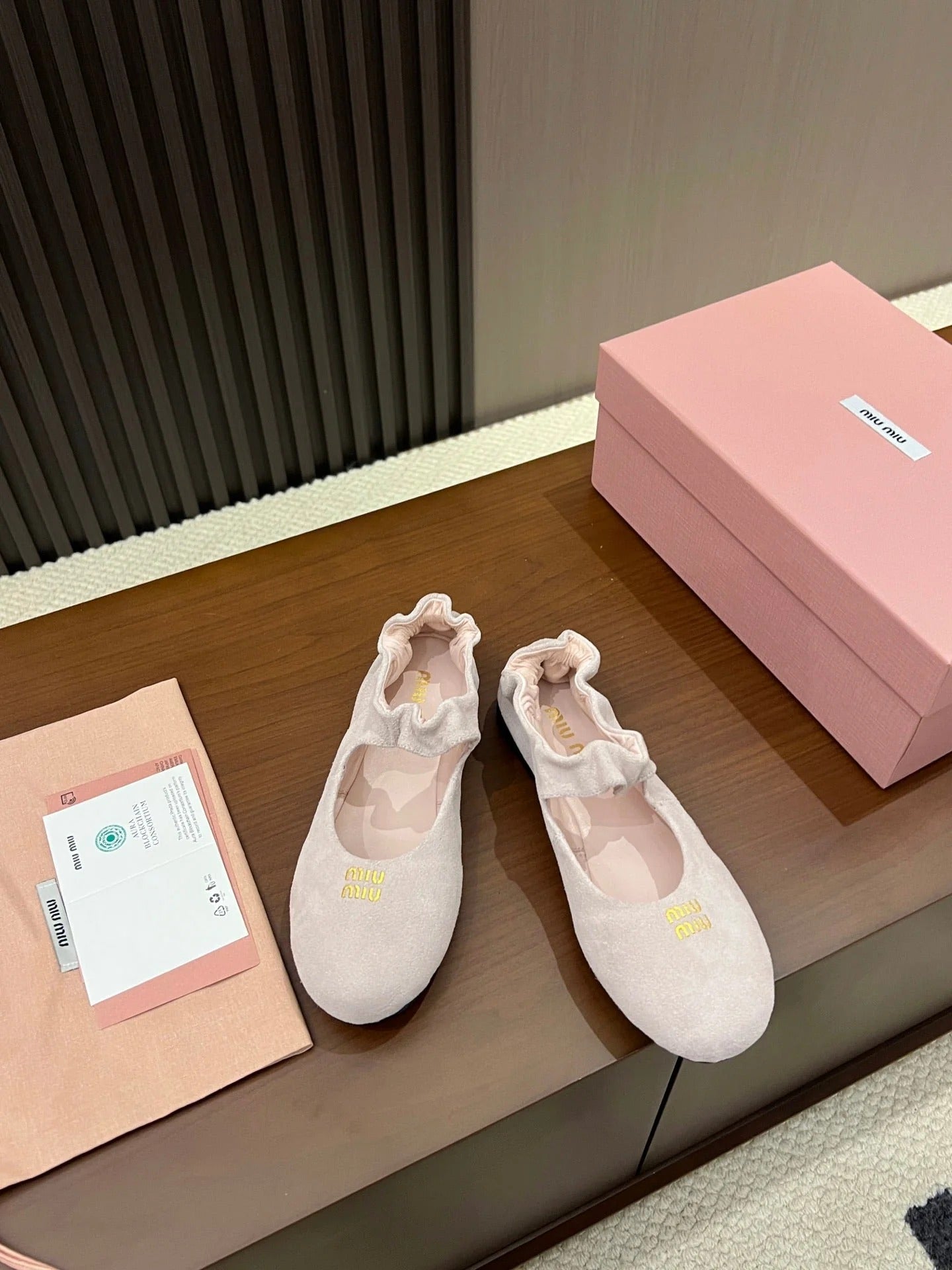 Miumiu 2026 Ruches Ballet Flats Suede 957361