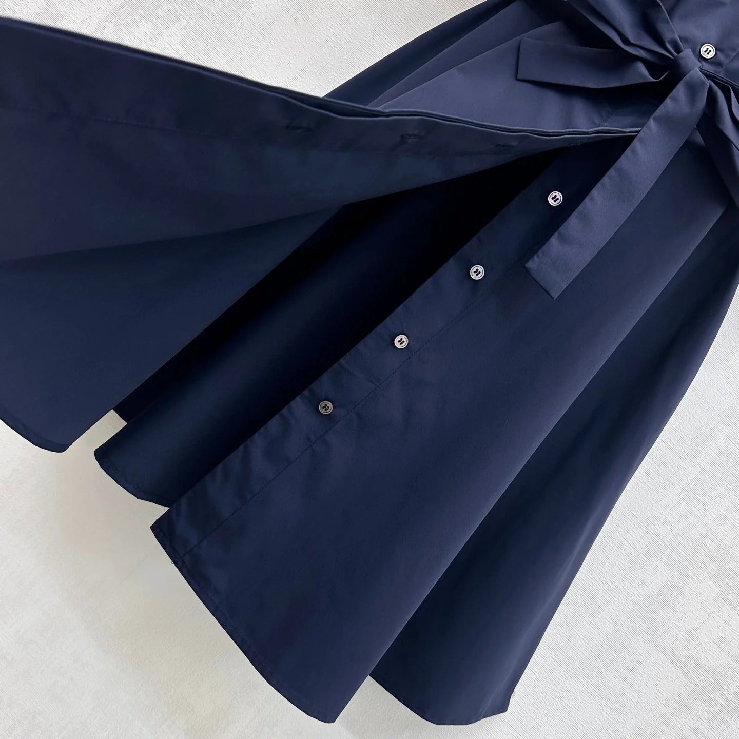 Dior 2026 Wave Embroidery Belt Dress Navy Cotton 627174