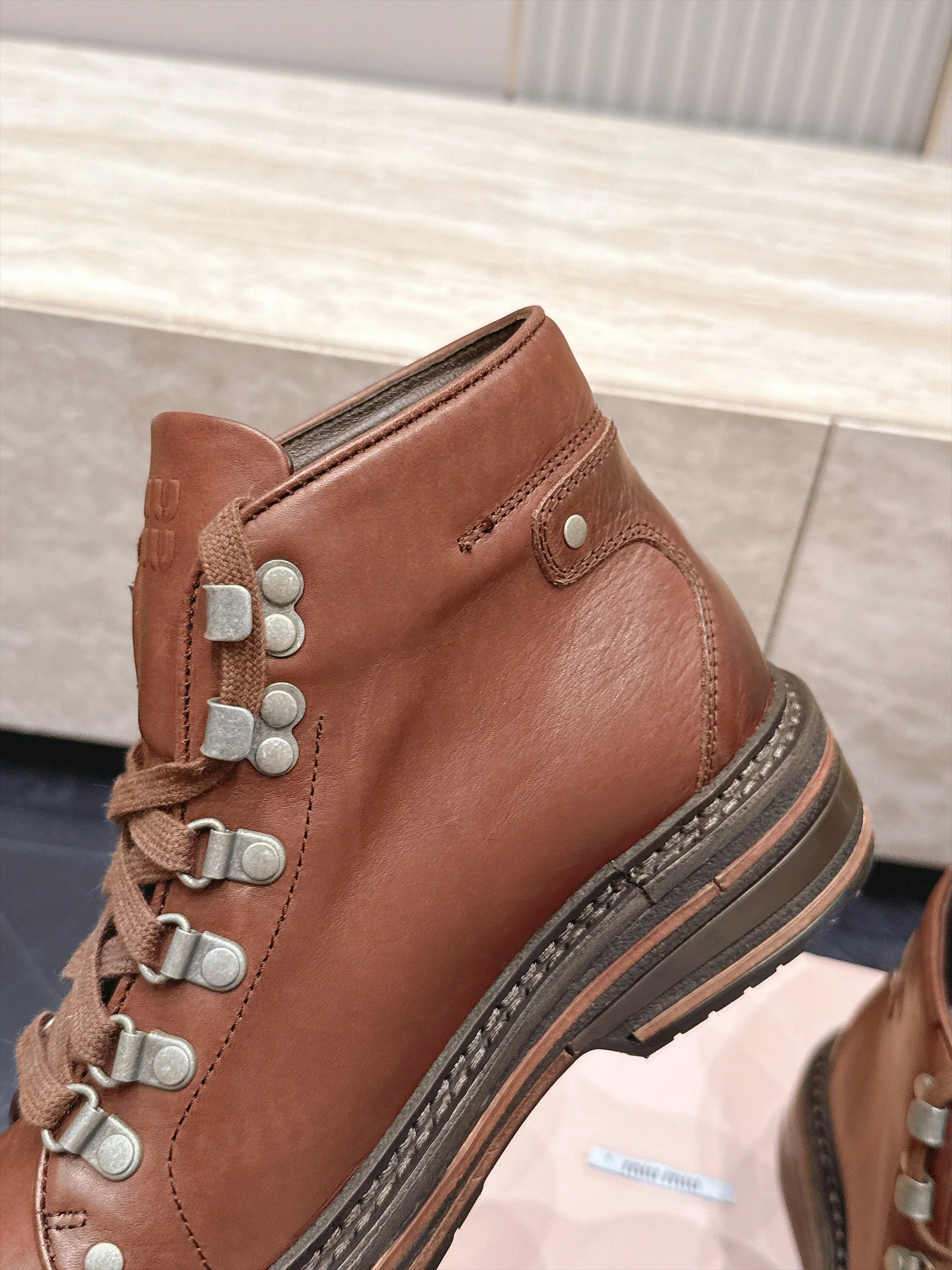 Miumiu 2026 Hiking Ankle Boots Cowhide 954315