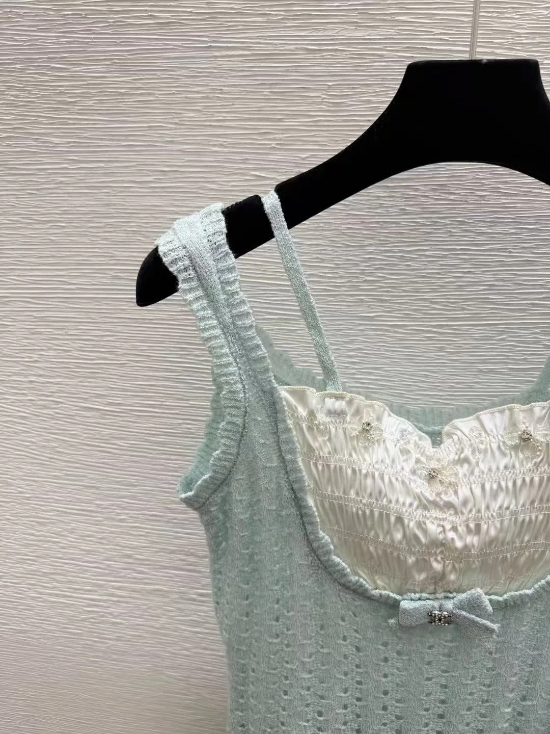 Chanel 2026 Crop Top Mint Green mix White Cotton