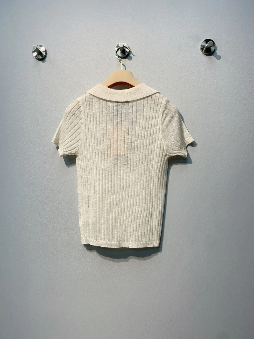 MiuMiu 2026 Knit Polo Shirt Cream Wool 370201