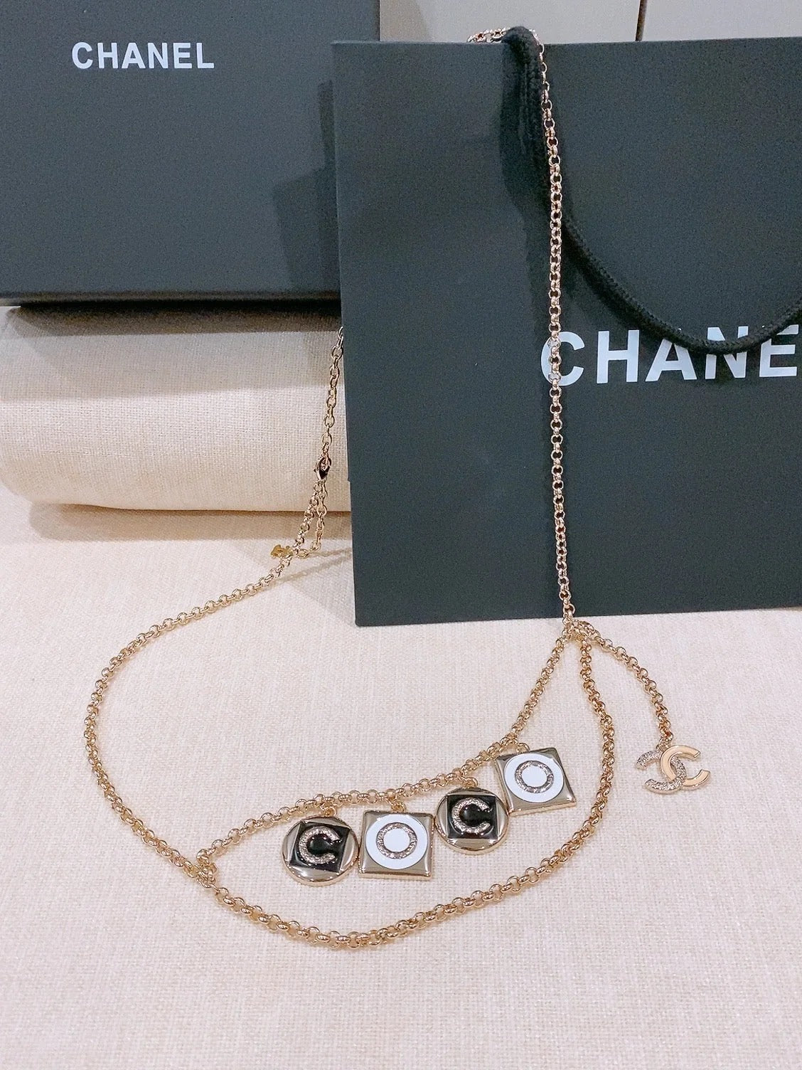 Chanel 2026 CC Letter Charm Layered Chain Necklace Belt