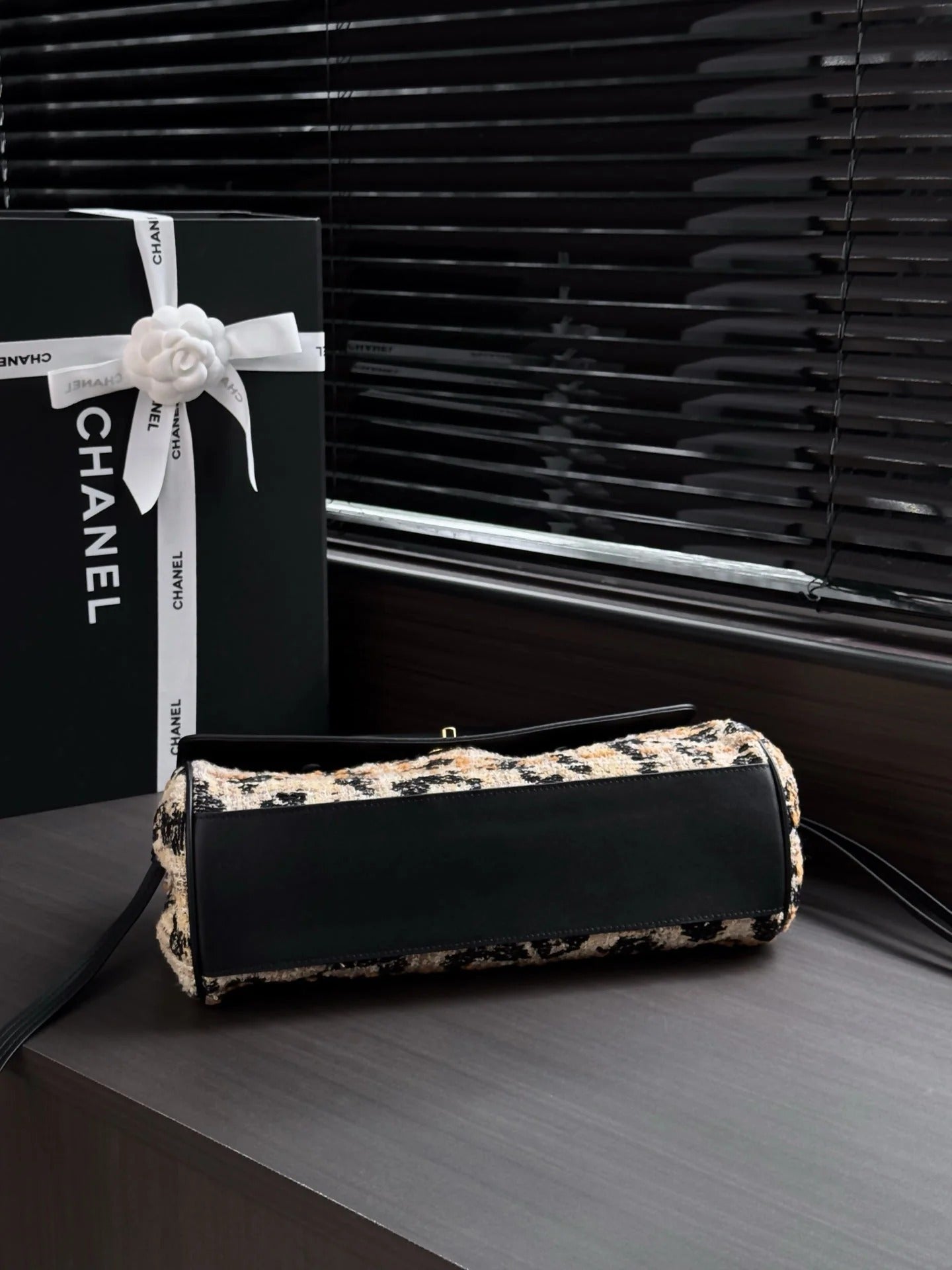Chanel 2026 Leopard Print Baguette Bag Tweed Leather