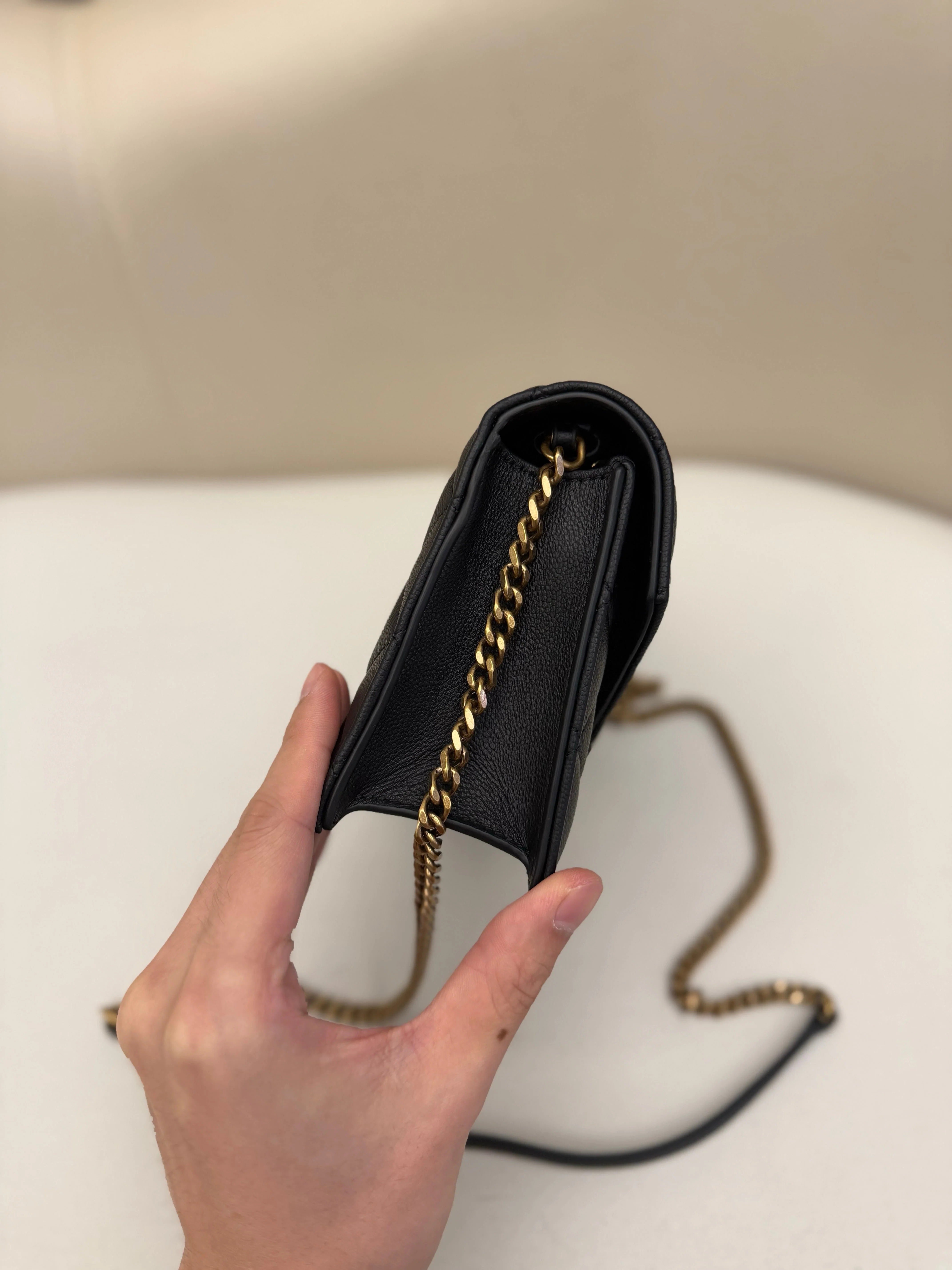 YSL 2026 Saint Laurent Paris Chain Wallet 20cm Black Calfskin