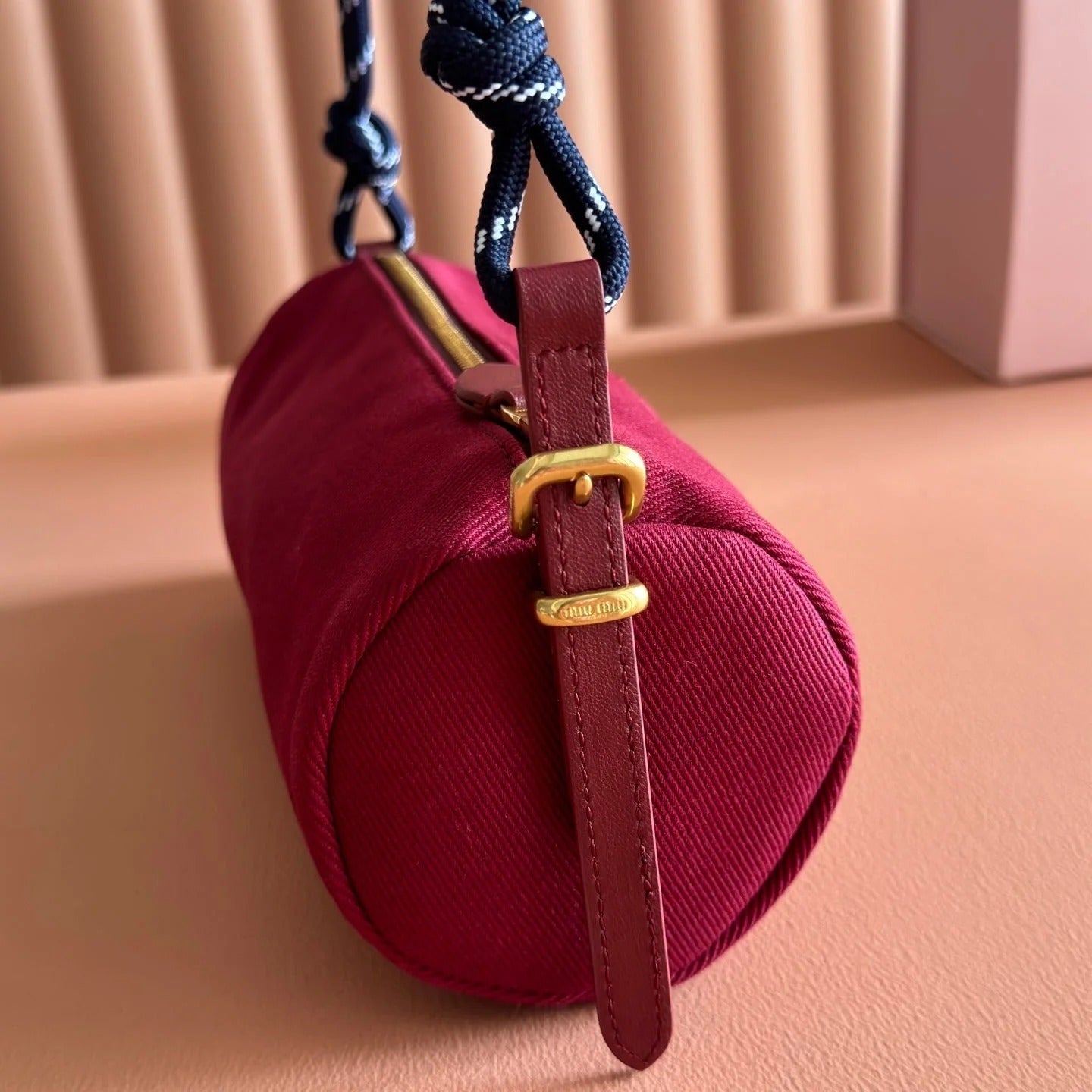 Miu Miu Adventure Nappa Canvas Bucket Bag 22 Dark Pink in Fabric 285321