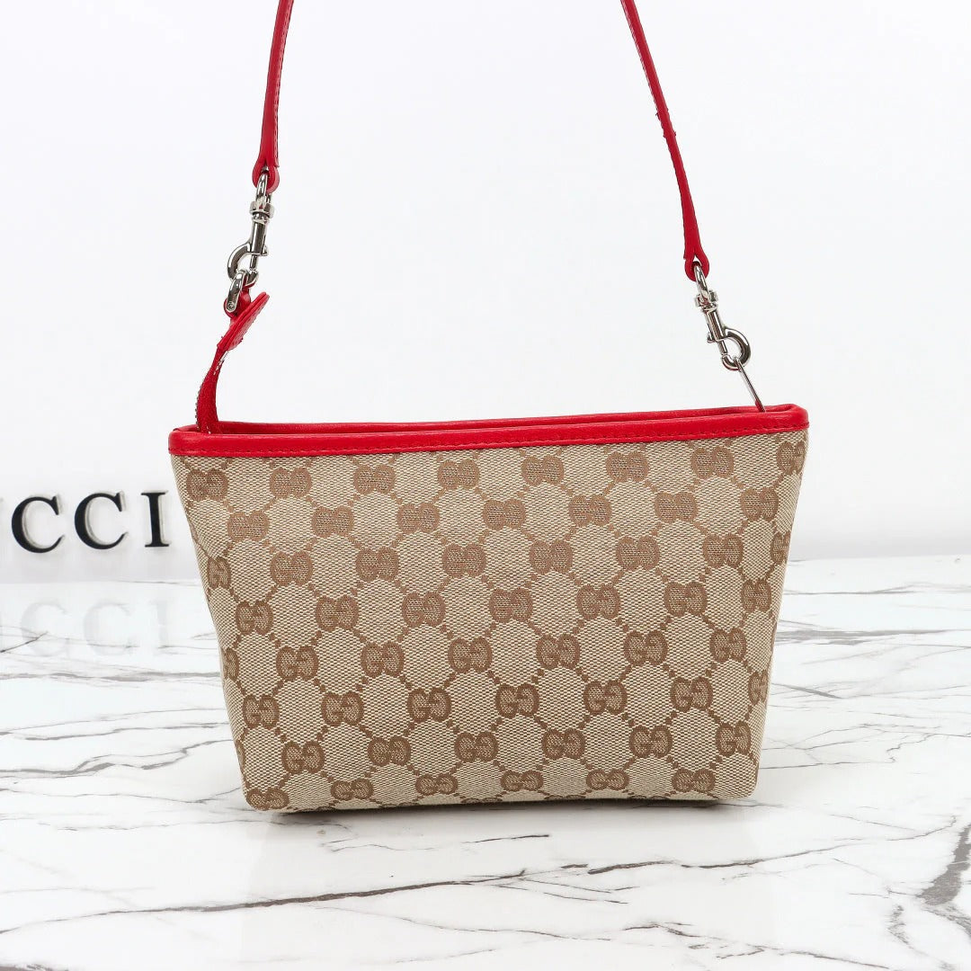 Gucci 2026 Tribeca Large Tote Bag Ebony Red Canvas Leather
