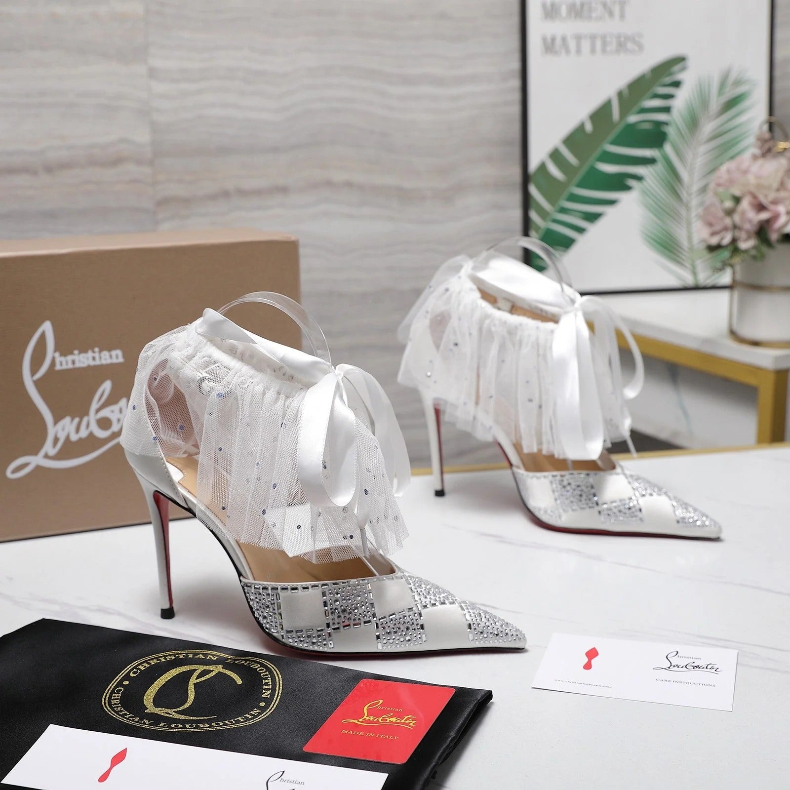 CL 2026 Doria Offenbee 105mm Pump Strass Tulle Leather 864004