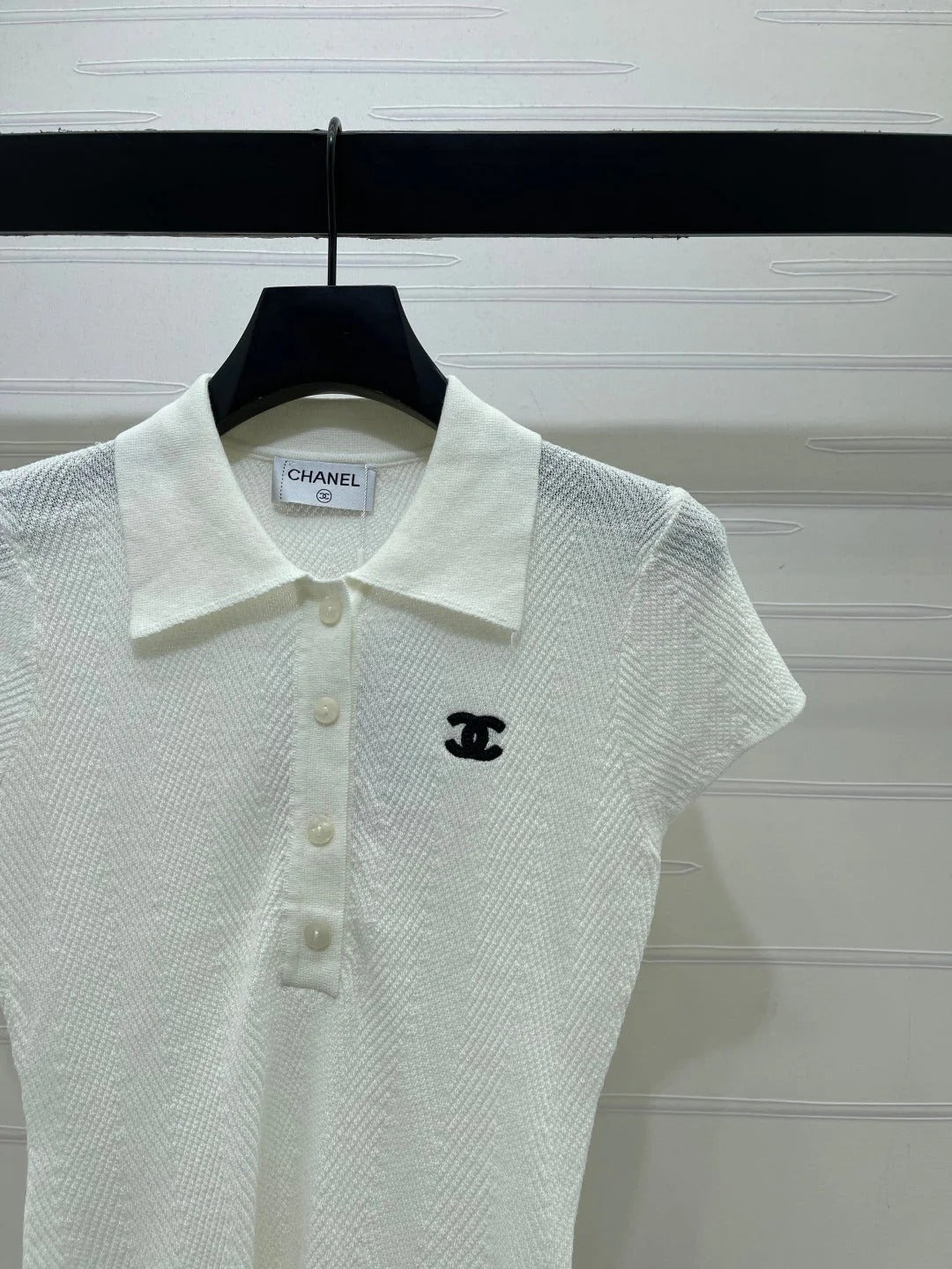 Chanel 2026 Collared Knit Short-Sleeve Shirt Tencel 677741