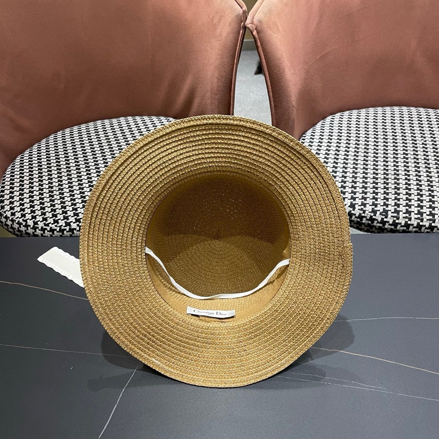 Dior Multi-colored Wide-brimmed Straw Hat With Bow 214480