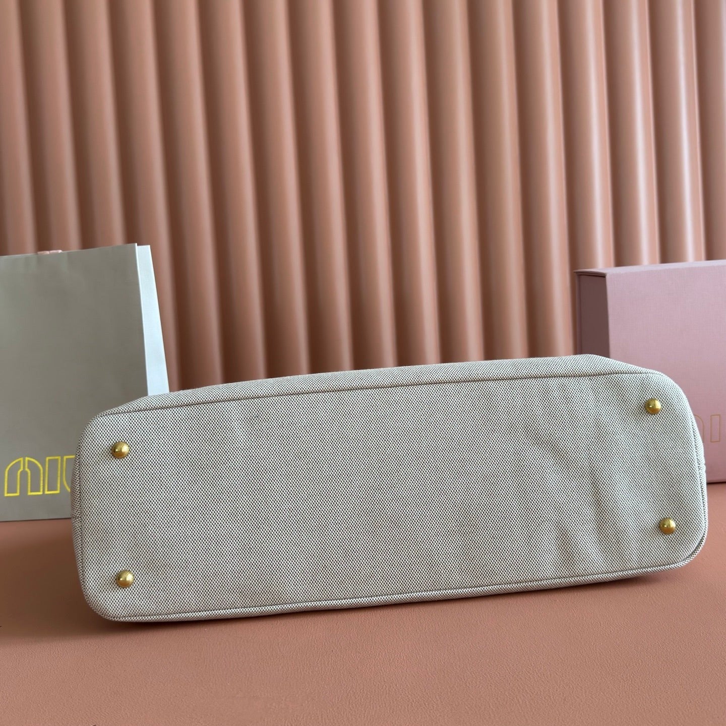 Miu Miu Aventure Handbag 44 Beige in Canvas 285306