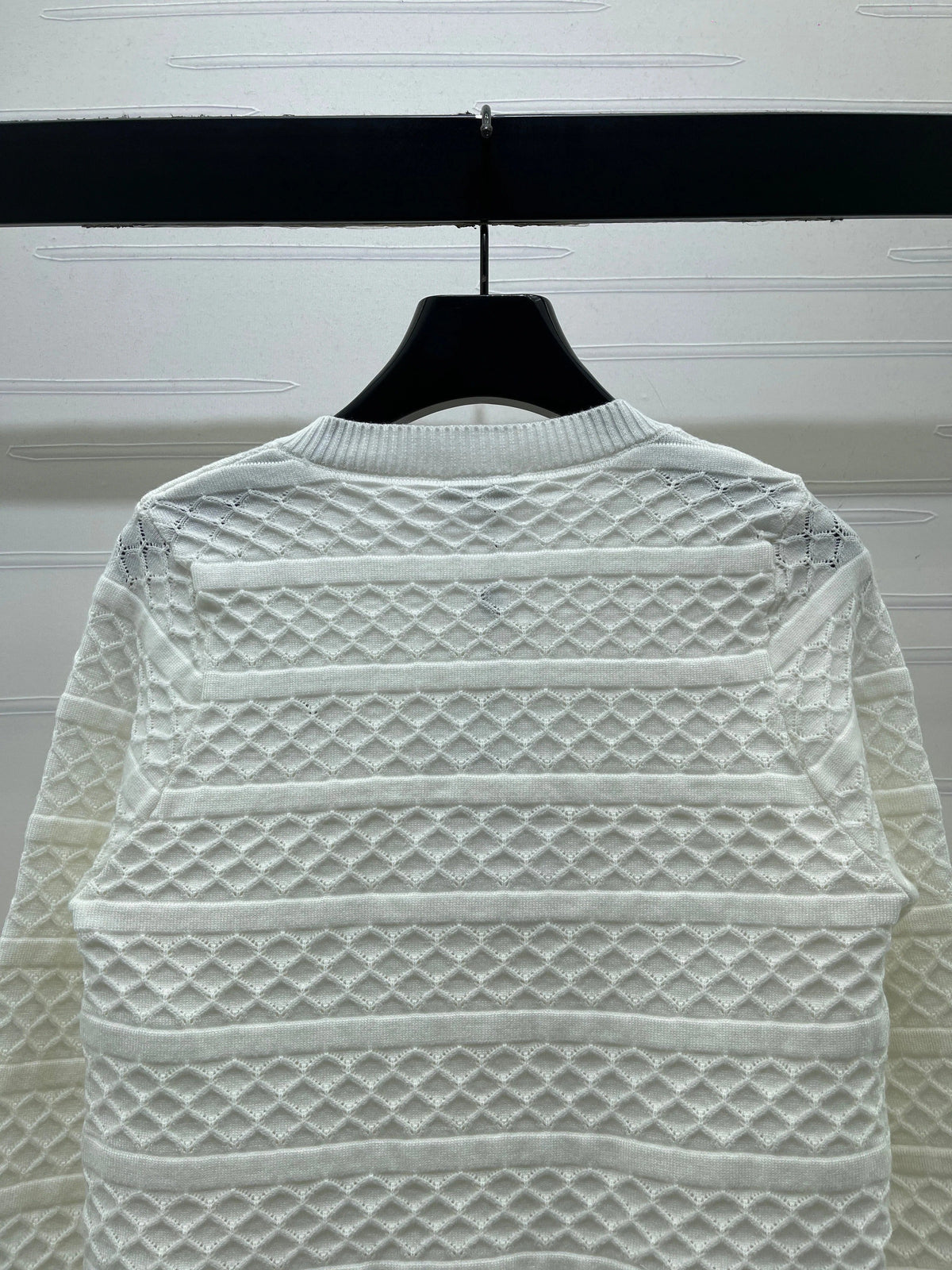 Chanel 2026 Ribbon Cardigan Black And White Wool 427250