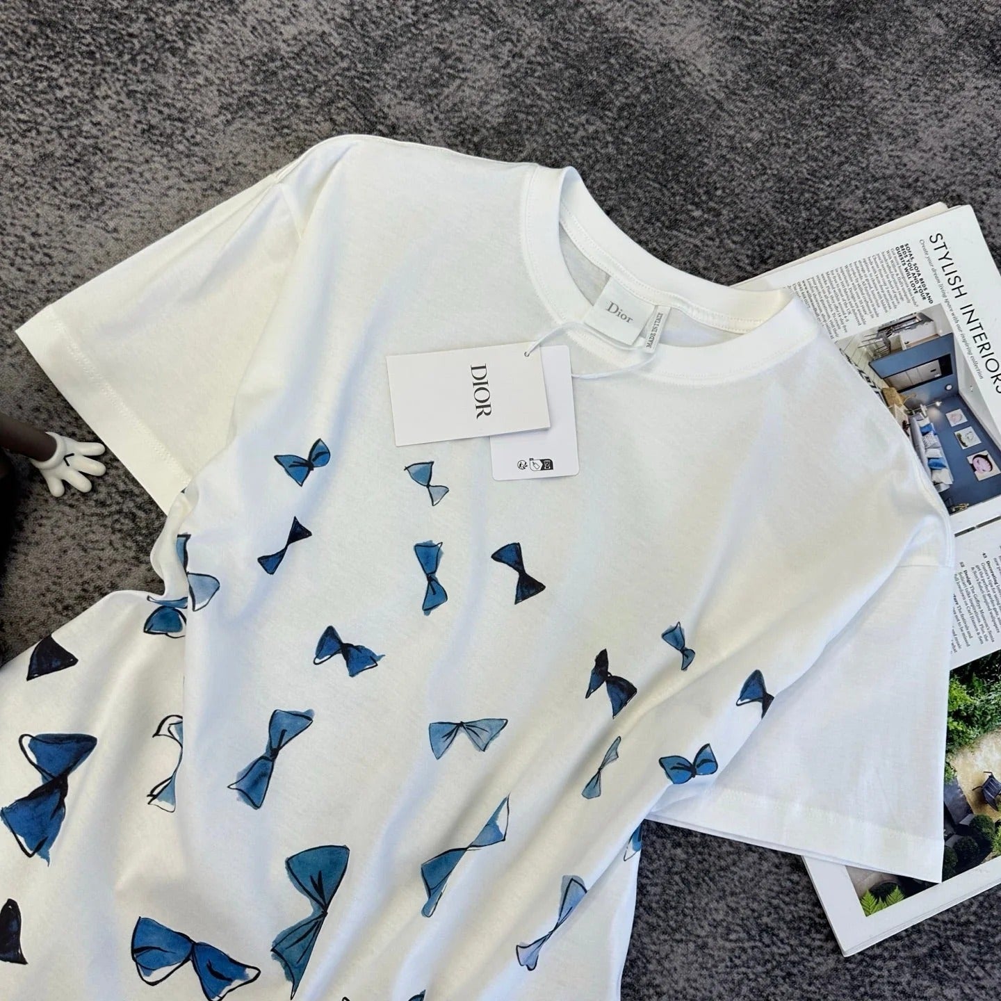 Dior 2026 Blue Bow Short-Sleeve T-Shirt Cotton 374773