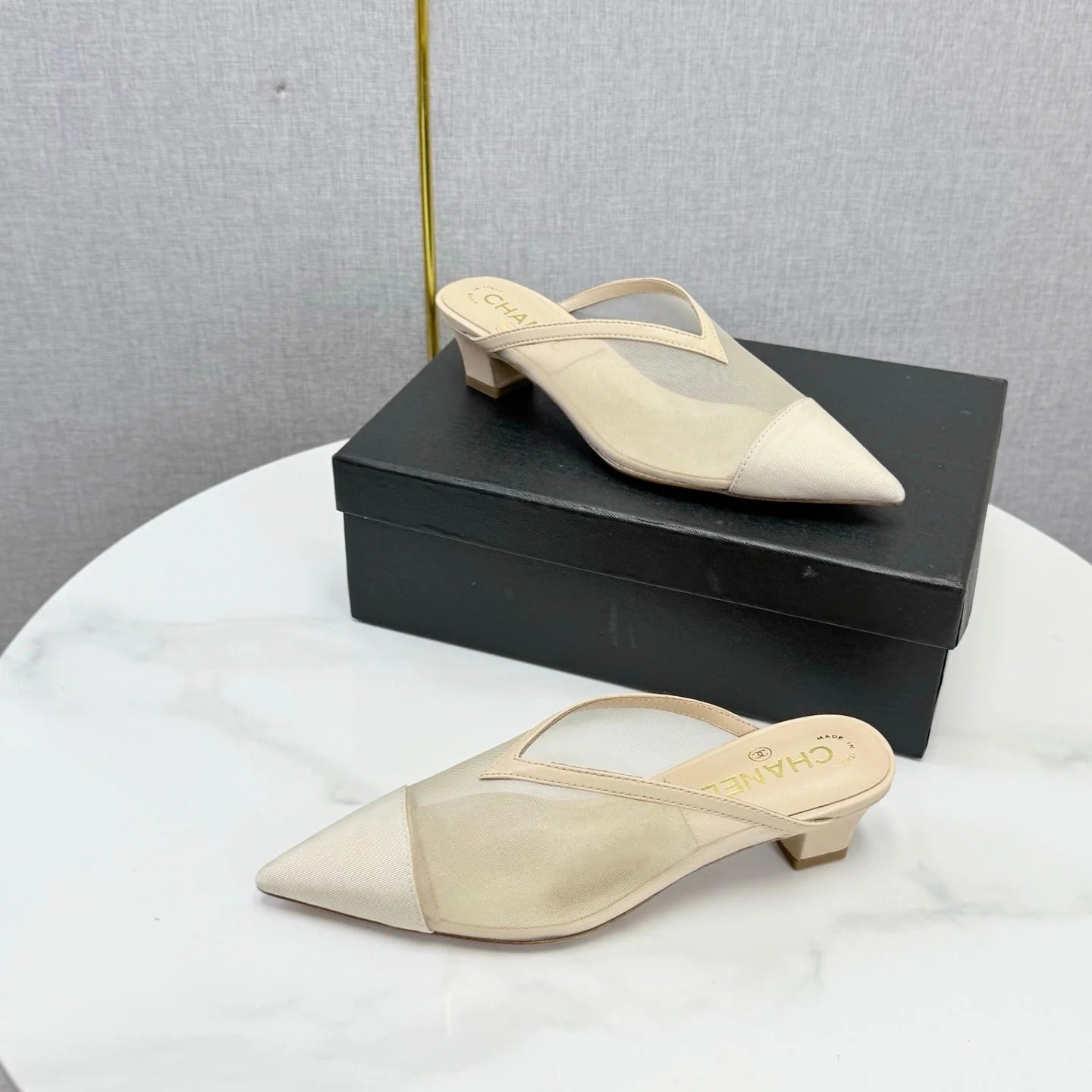 Chanel 2026 Mesh Mule Fabric Sheepskin 904436