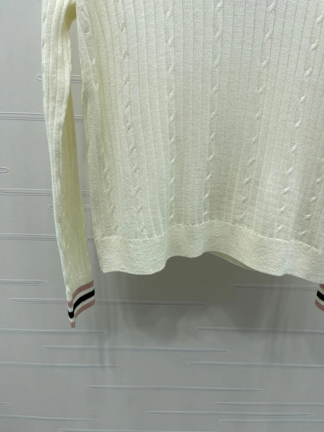 Chanel 2026 Cable Knit Long-sleeved Shirt With Ribbed Collar 773805