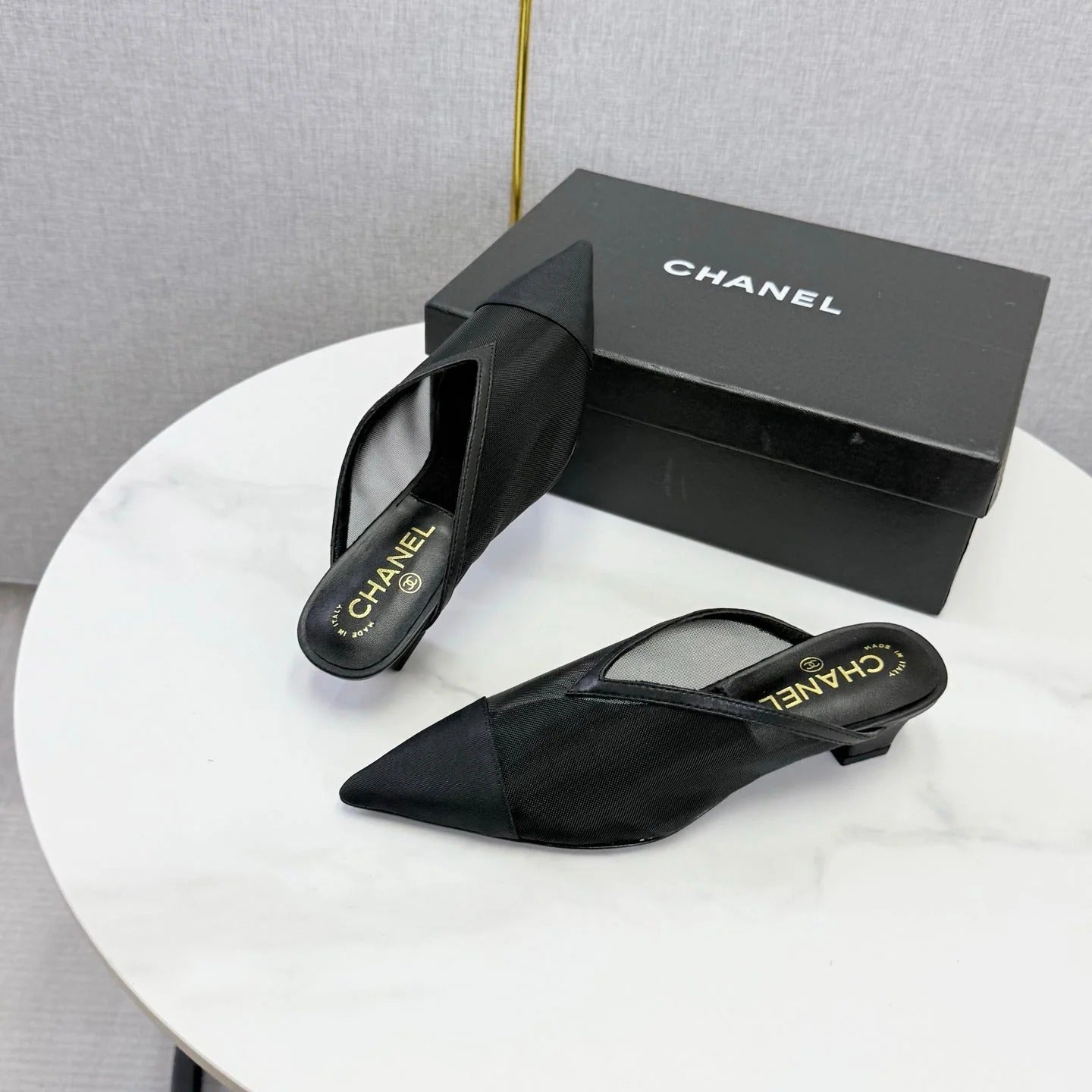 Chanel 2026 Mesh Mule Fabric Sheepskin 904436