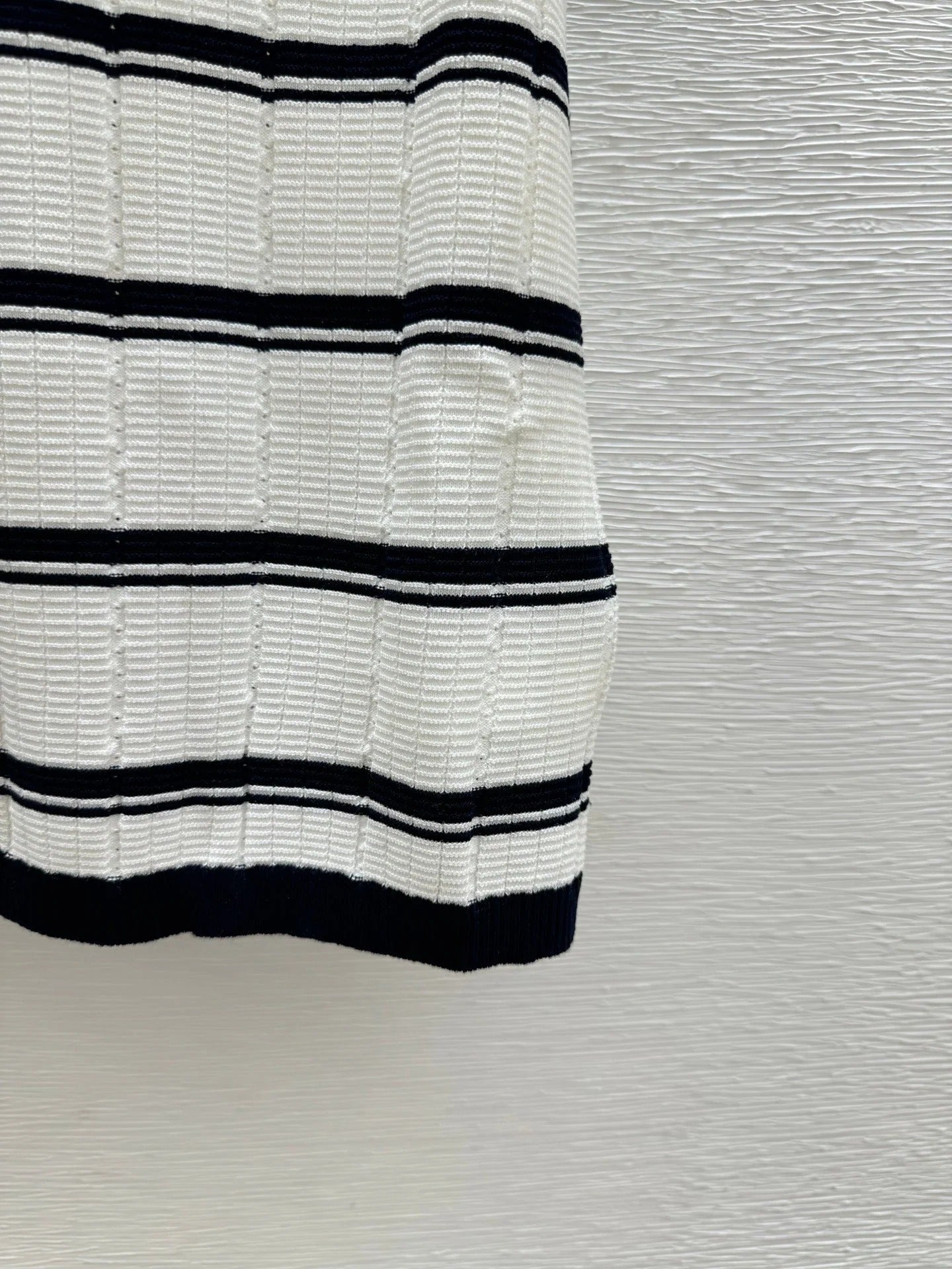 Miumiu 2026 Striped Knit Short-sleeved Top With Peter Pan Collar 258872
