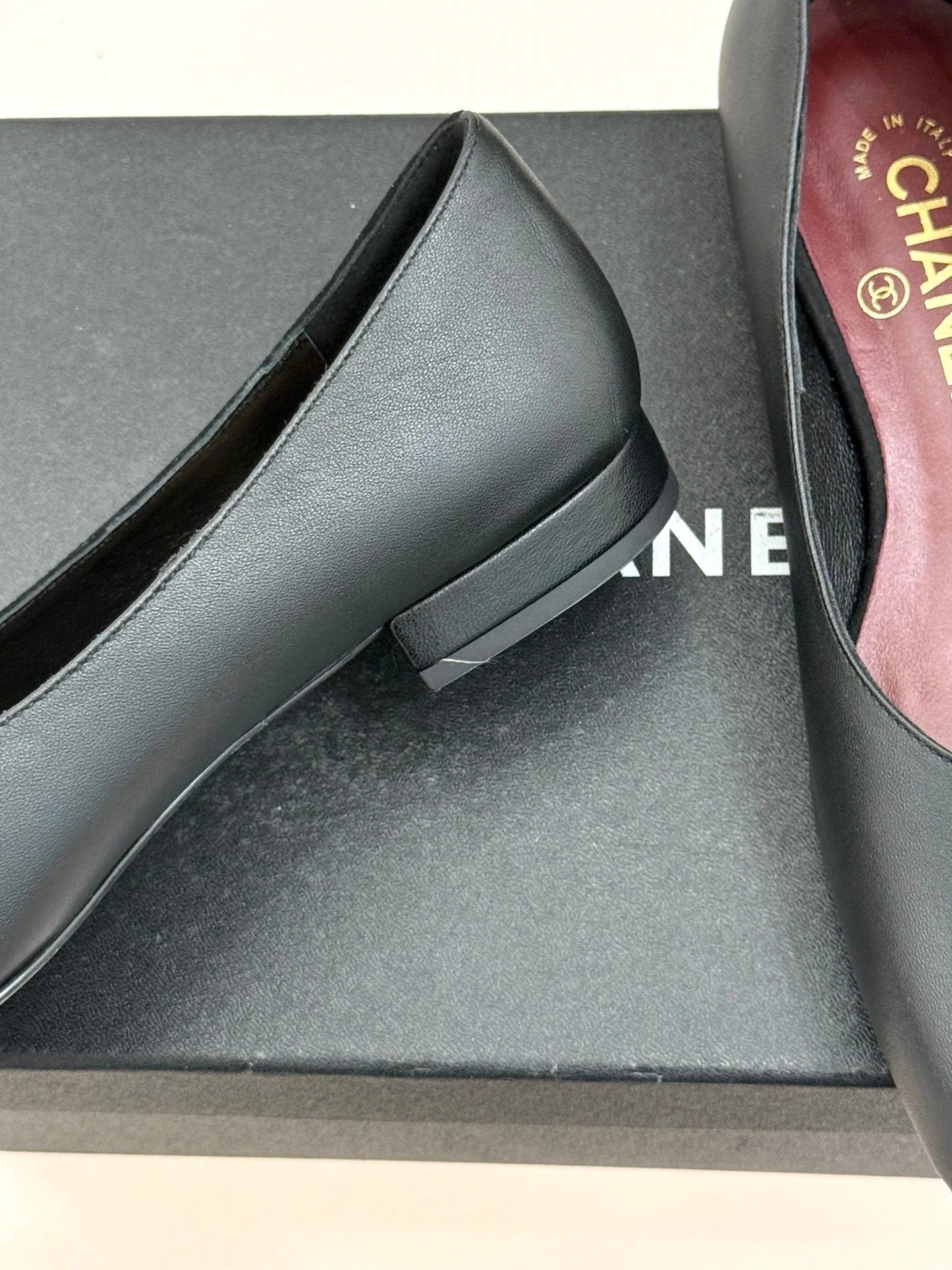 CC 26S Double C Patchwork Ballet Flat Black Gray in Deerskin Cowhide 706367