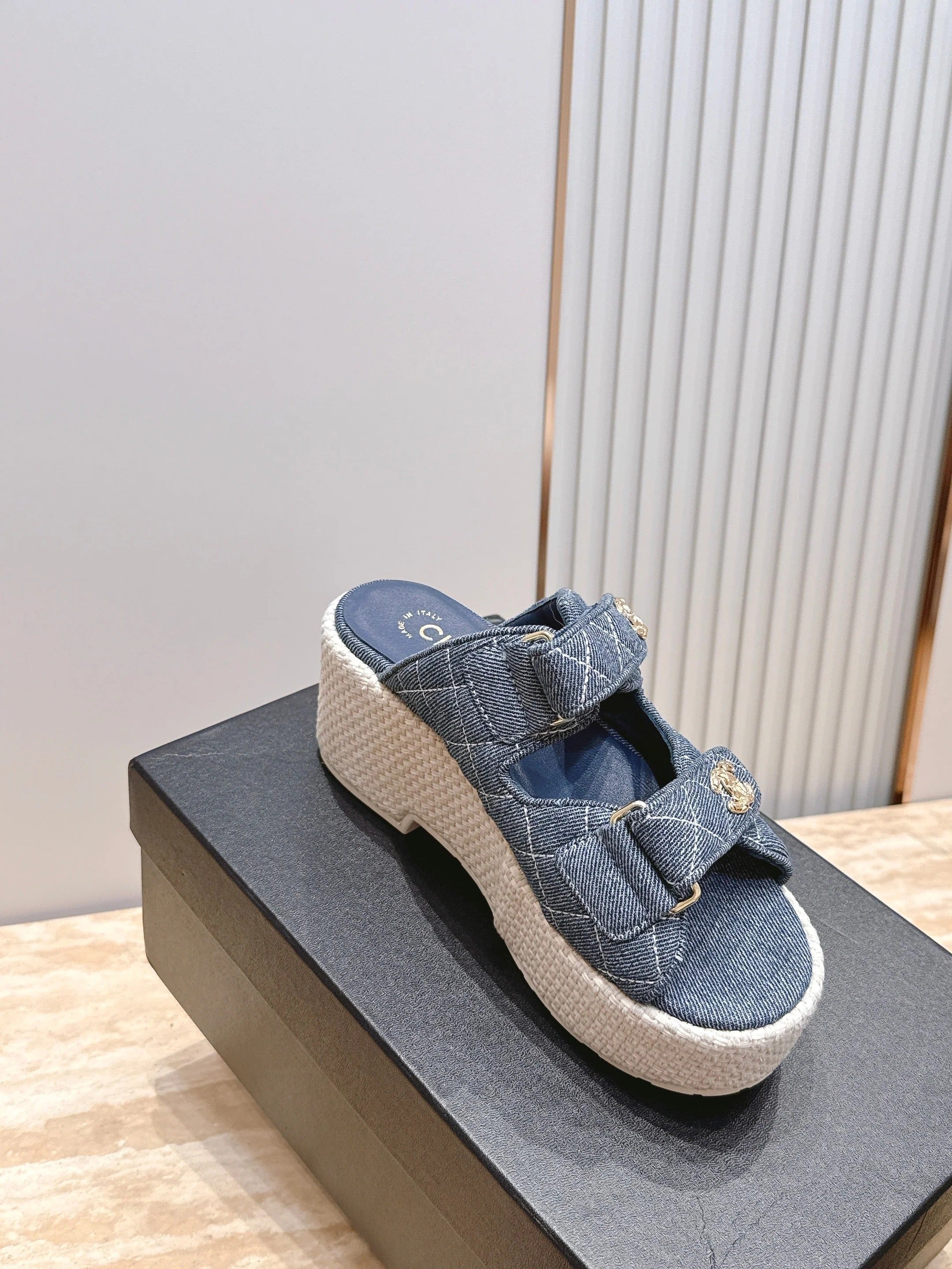 Channel 2026 Denim Platform Sandal 60mm Leather 899048