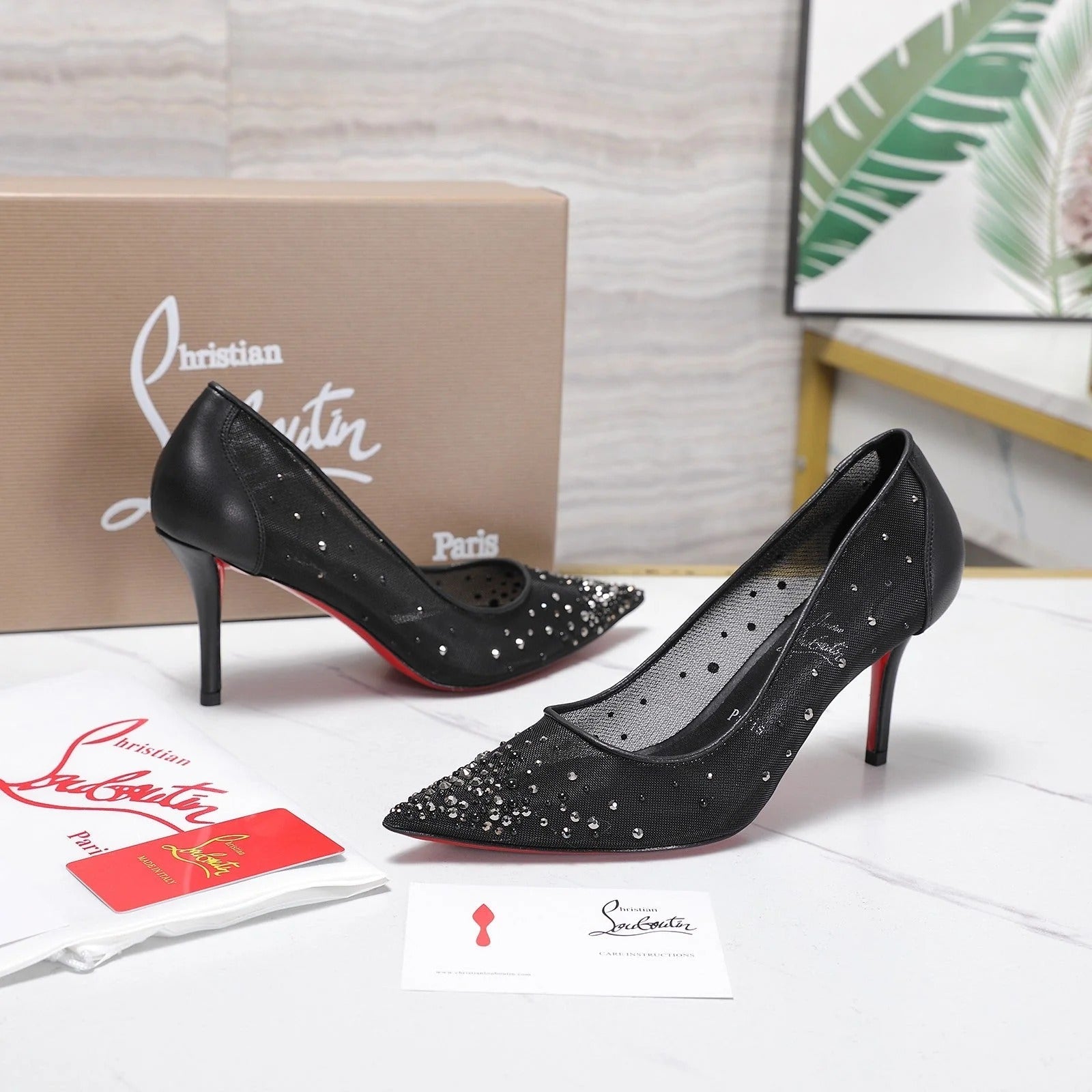 Christian Louboutin Miss Z Degrastrass Perla Pump Mesh Leather 863859