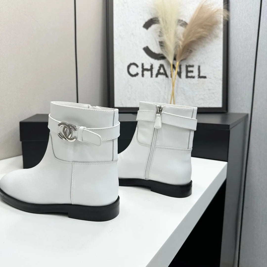Chanel 2026 CC Logo Belted Boots Cowhide 985942