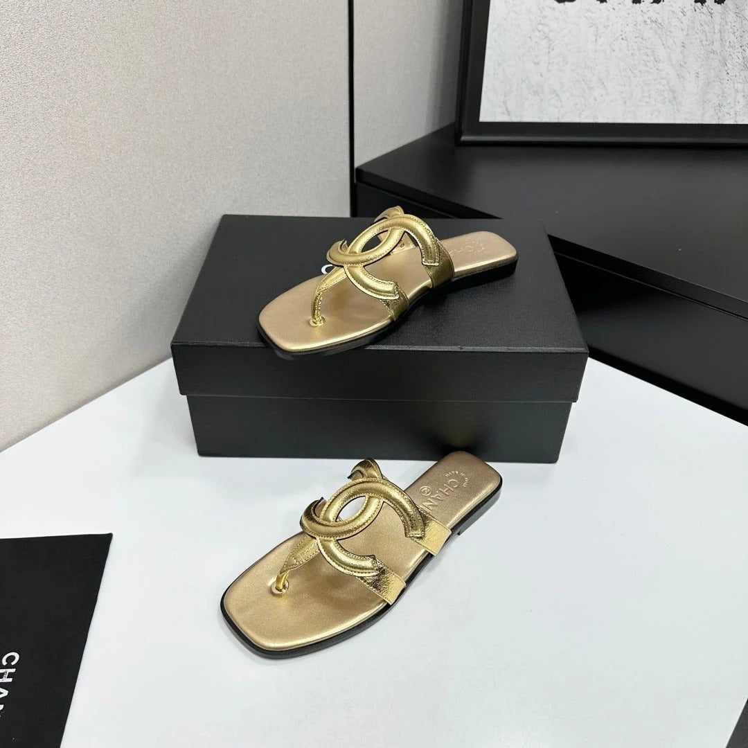 Chanel 2026 Flat Thong Sandal Suede Leather 822819