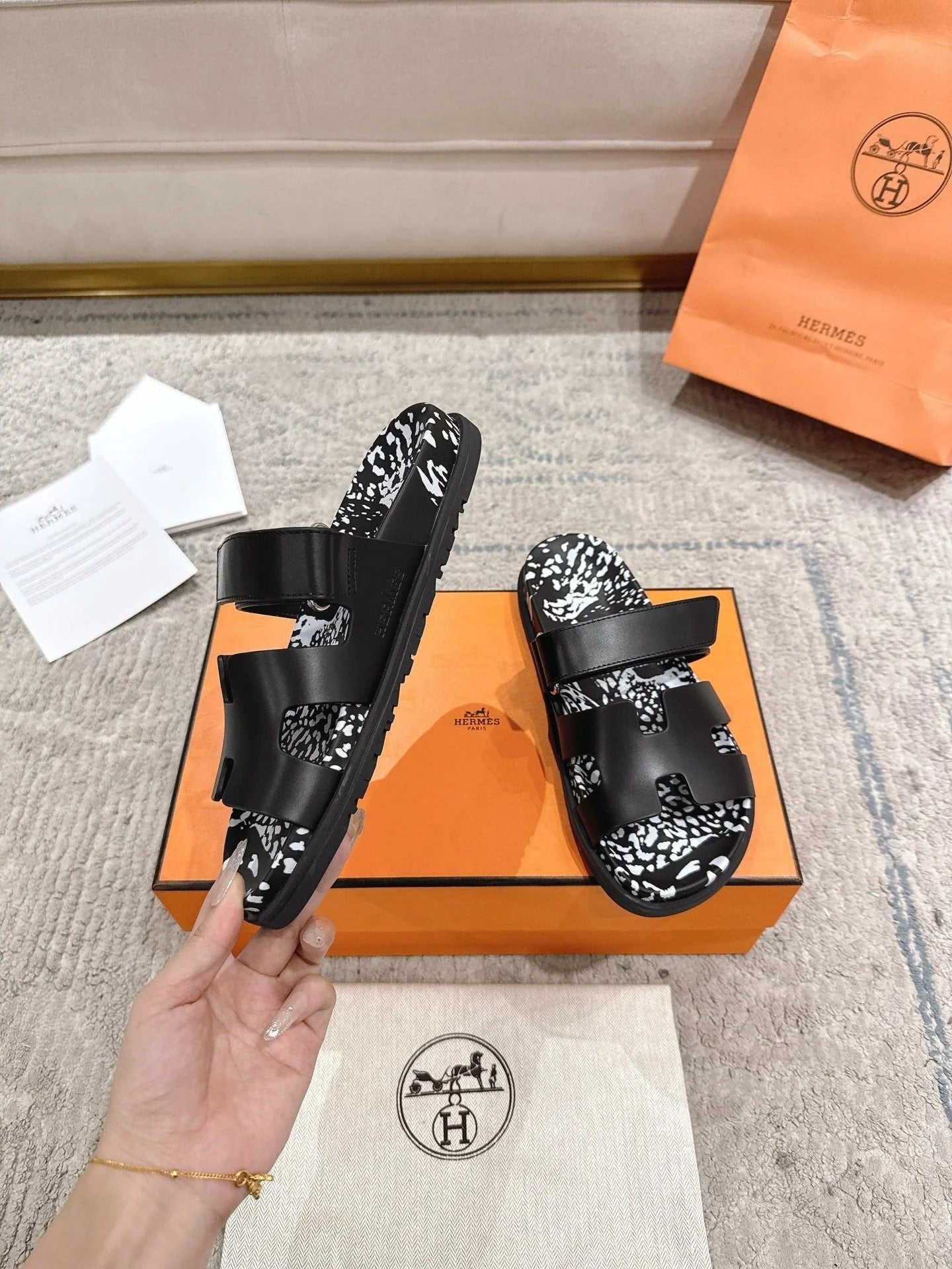 Hermes 2026 Chypre Sandal With Leopard Print 842028