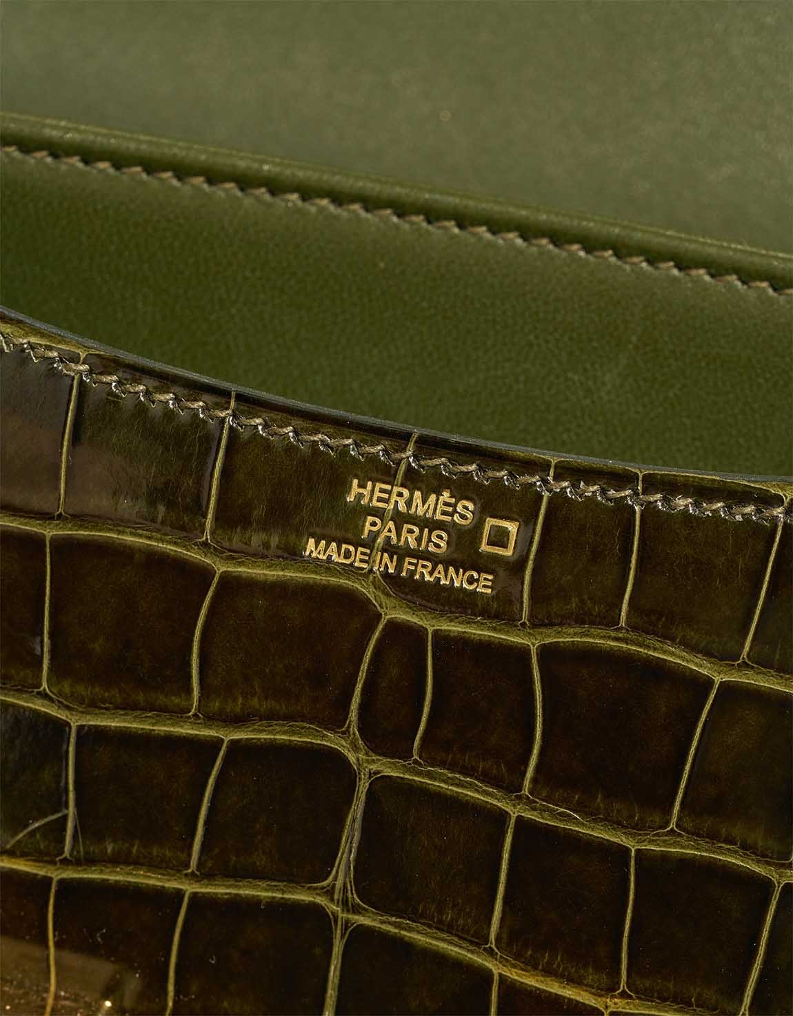 HM Constance Bag 18cm Olive Green Crocodile (15 day for production)