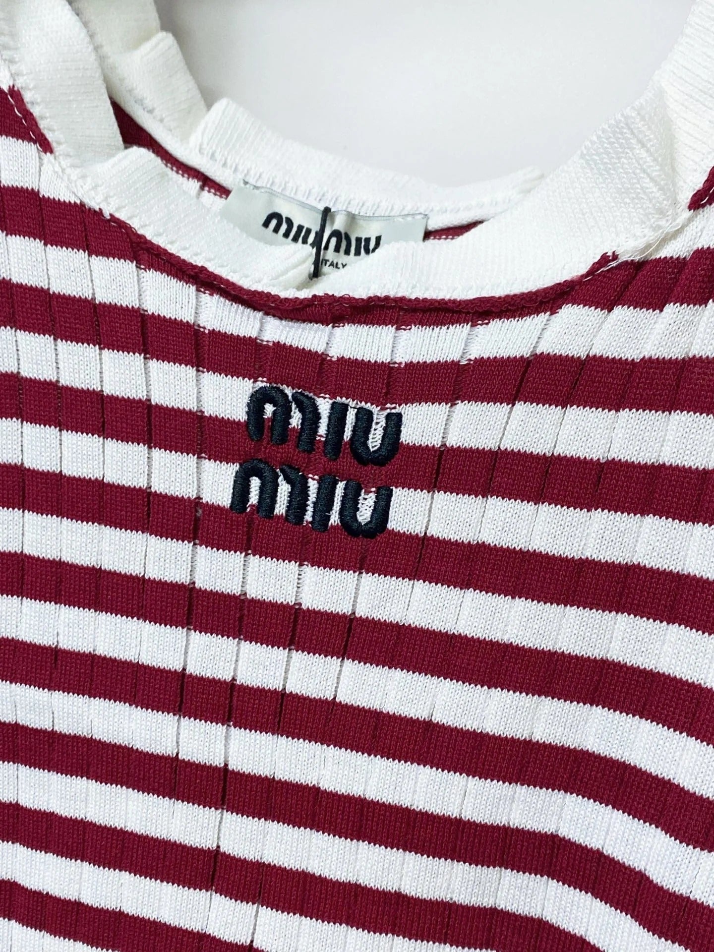 Miu Miu Short-Sleeve T-Shirt Red White in Acrylic 305823