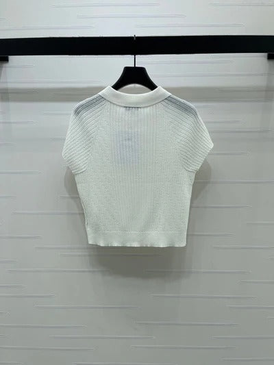 Chanel 2026 Collared Knit Short-Sleeve Shirt Wool 376012