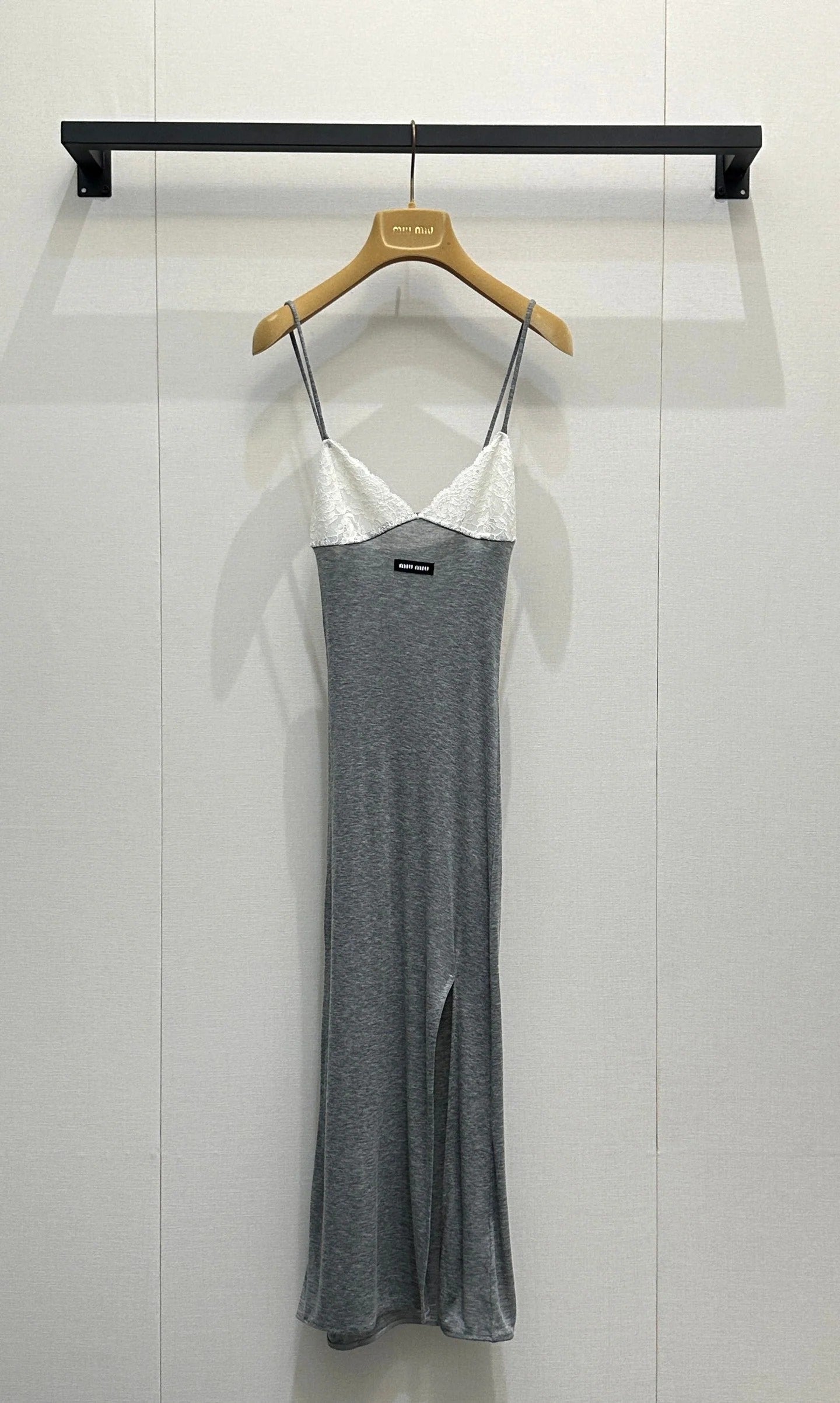 Miumiu 2026 Girlish Patchwork Slip Dress Lace Cotton 213429