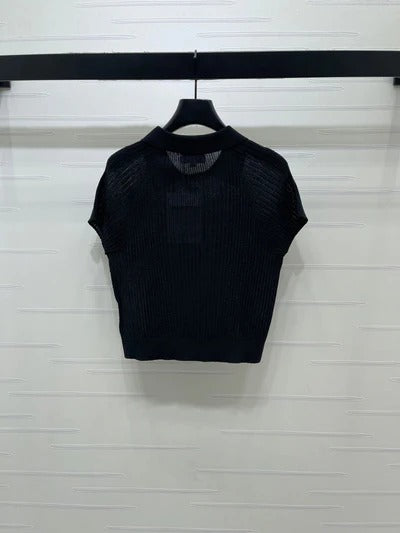 Chanel 2026 Collared Knit Short-Sleeve Shirt Wool 376012