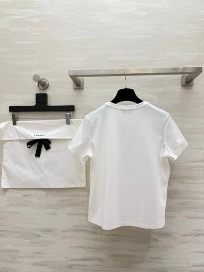 Chanel 2026 Sequin Letter T-shirt Cotton 377553