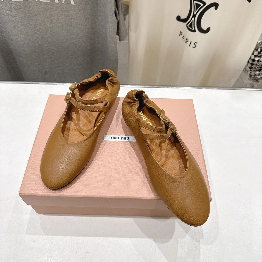 Miumiu 26ss Mary Jane Ballet Flats Cowhide 713091
