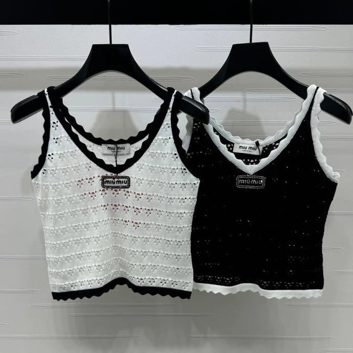 Miumiu 2026 Hollow-out Knitted Camisole Cotton 375026