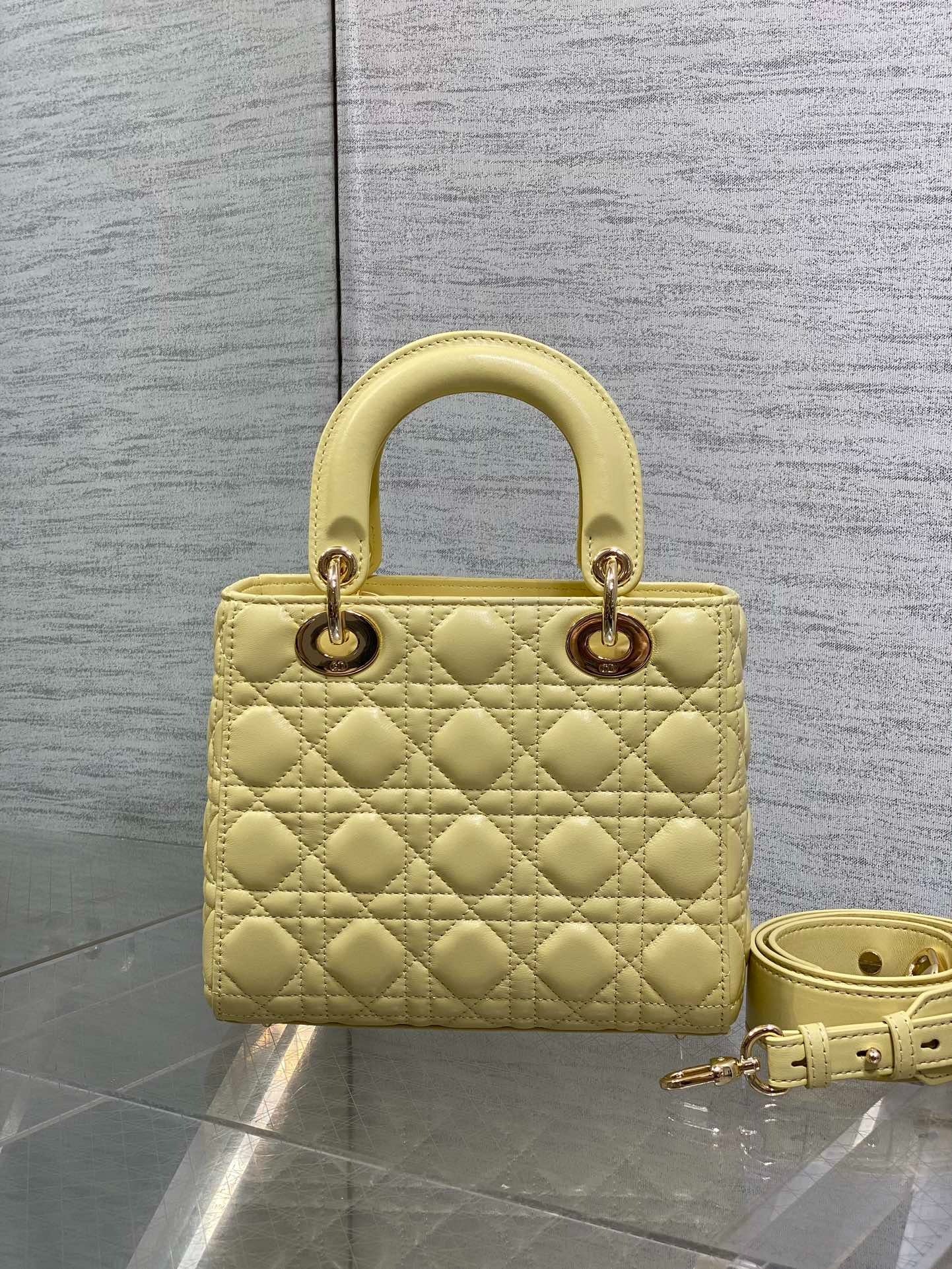 Dior 2026 Mini Lady Dior Bag Yellow Lambskin 270903