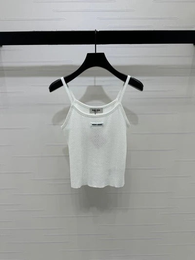 Miumiu 2026 Hollow Out Strappy Knitted Vest Wool Polester 375096