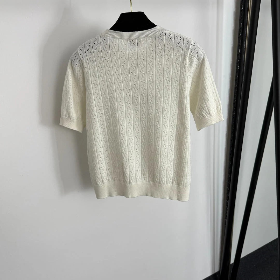 MIUMIU SHORT-SLEEVE KNIT TOP STYLE 397