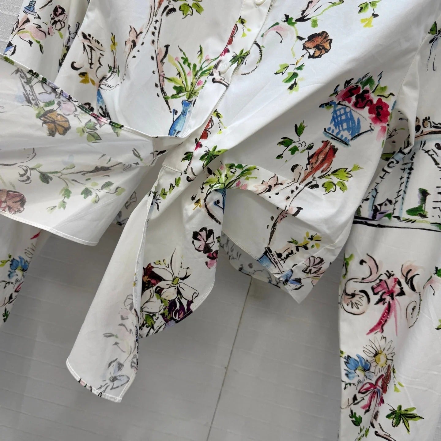 Dior 2026 Floral Print Shirt White Cotton 401995