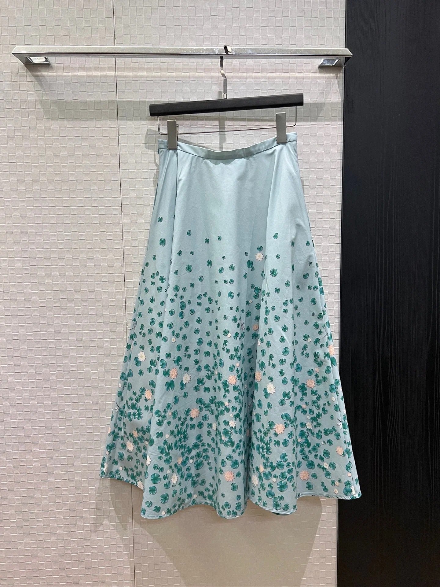 Dior 2026 Bow Ruffled Lotus Flower Skirt Blue Cotton