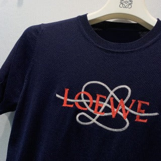 Loewe 26s Short-Sleeve T-Shirt Navy Blue Knit 406246